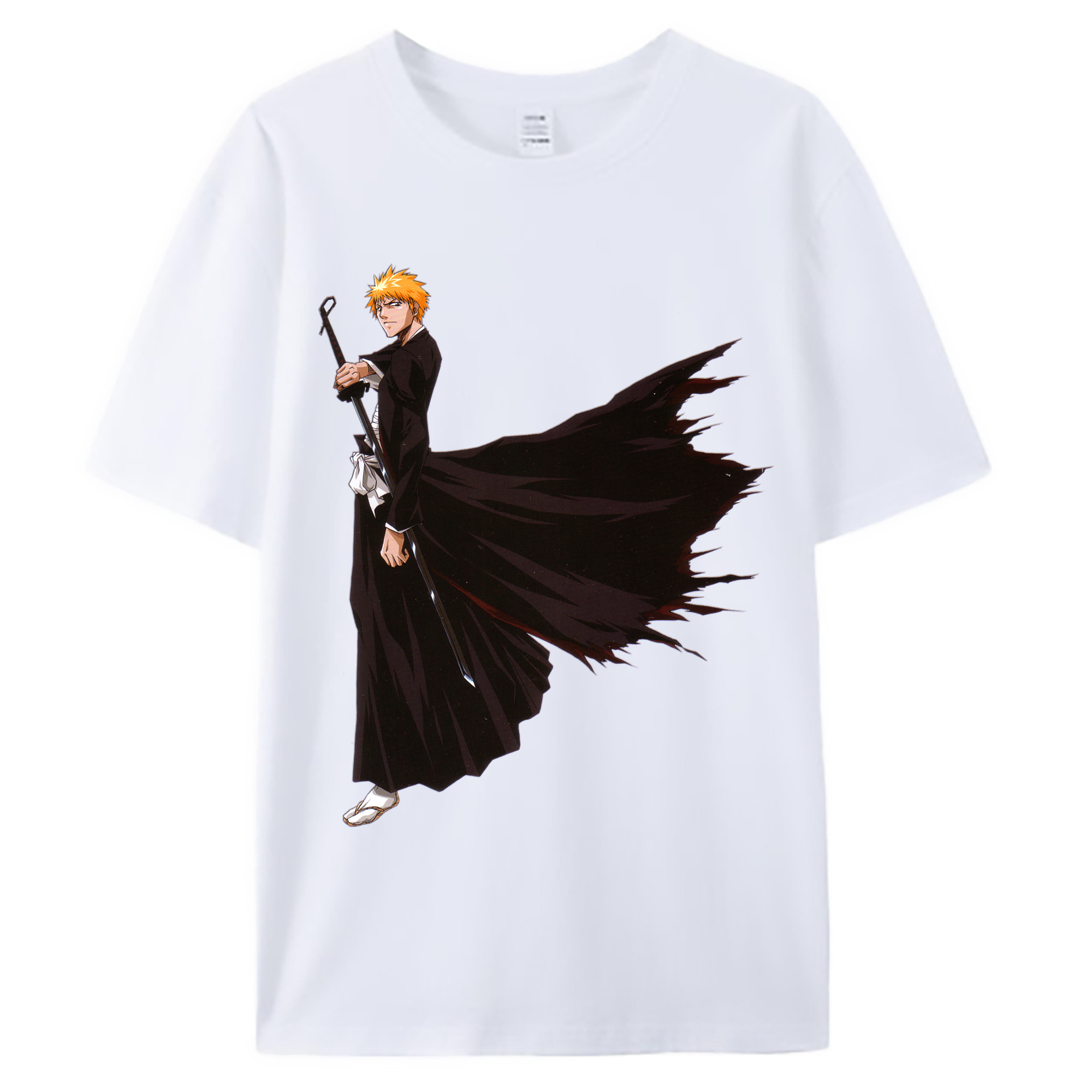 （画像用） ブリーチ 黒崎一護（くろさき いちご）BLEACH Kurosaki Ichigo 綿100％ メンズ半袖Tシャツ｜肌触りやわらか＆通気性