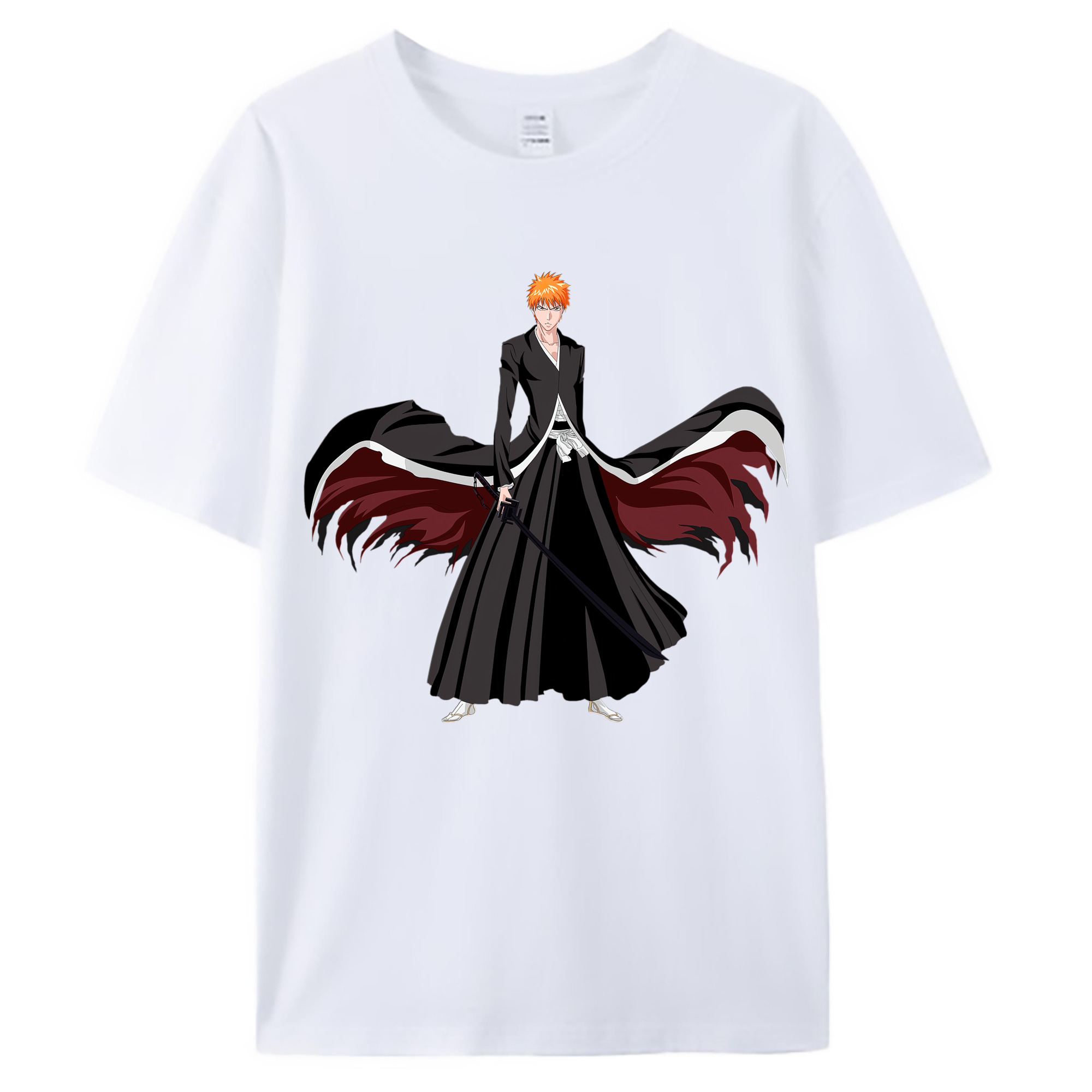 （画像用） ブリーチ 黒崎一護（くろさき いちご）BLEACH Kurosaki Ichigo 綿100％ メンズ半袖Tシャツ｜肌触りやわらか＆通気性