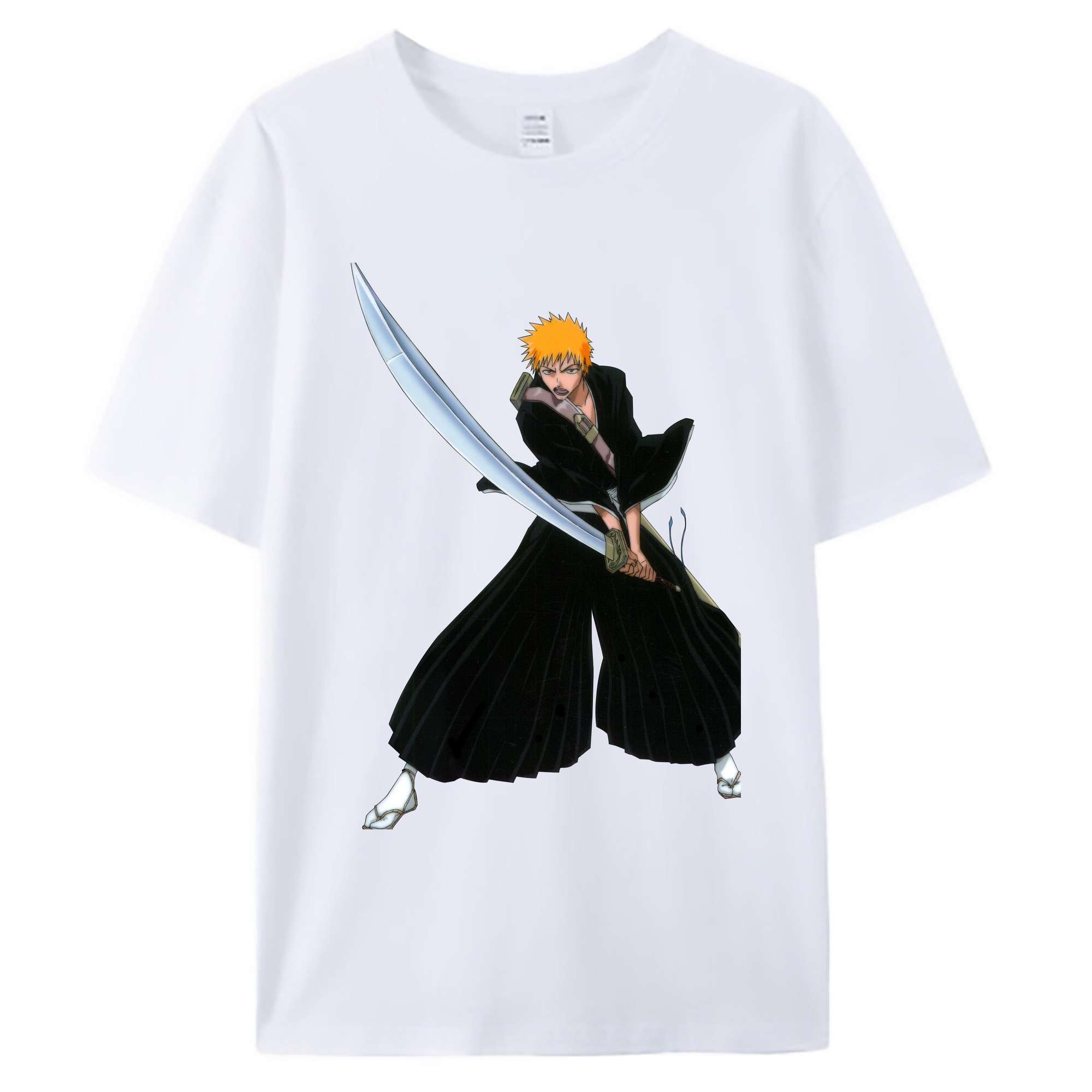 （画像用） ブリーチ 黒崎一護（くろさき いちご）BLEACH Kurosaki Ichigo 綿100％ メンズ半袖Tシャツ｜肌触りやわらか＆通気性