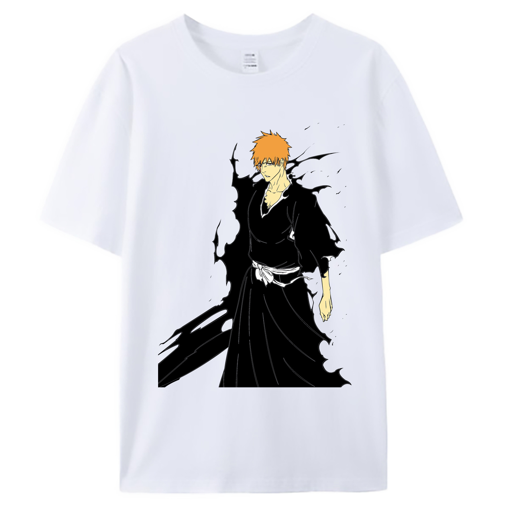 （画像用） ブリーチ 黒崎一護（くろさき いちご）BLEACH Kurosaki Ichigo 綿100％ メンズ半袖Tシャツ｜肌触りやわらか＆通気性