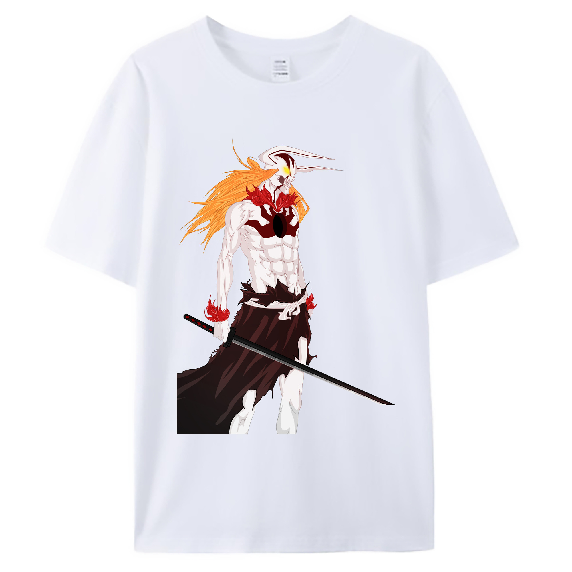 （画像用） ブリーチ 黒崎一護（くろさき いちご）BLEACH Kurosaki Ichigo 綿100％ メンズ半袖Tシャツ｜肌触りやわらか＆通気性