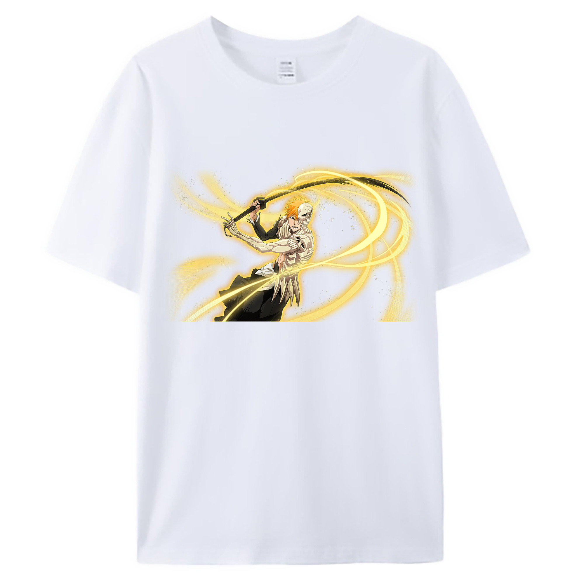 （画像用） ブリーチ 黒崎一護（くろさき いちご）BLEACH Kurosaki Ichigo 綿100％ メンズ半袖Tシャツ｜肌触りやわらか＆通気性