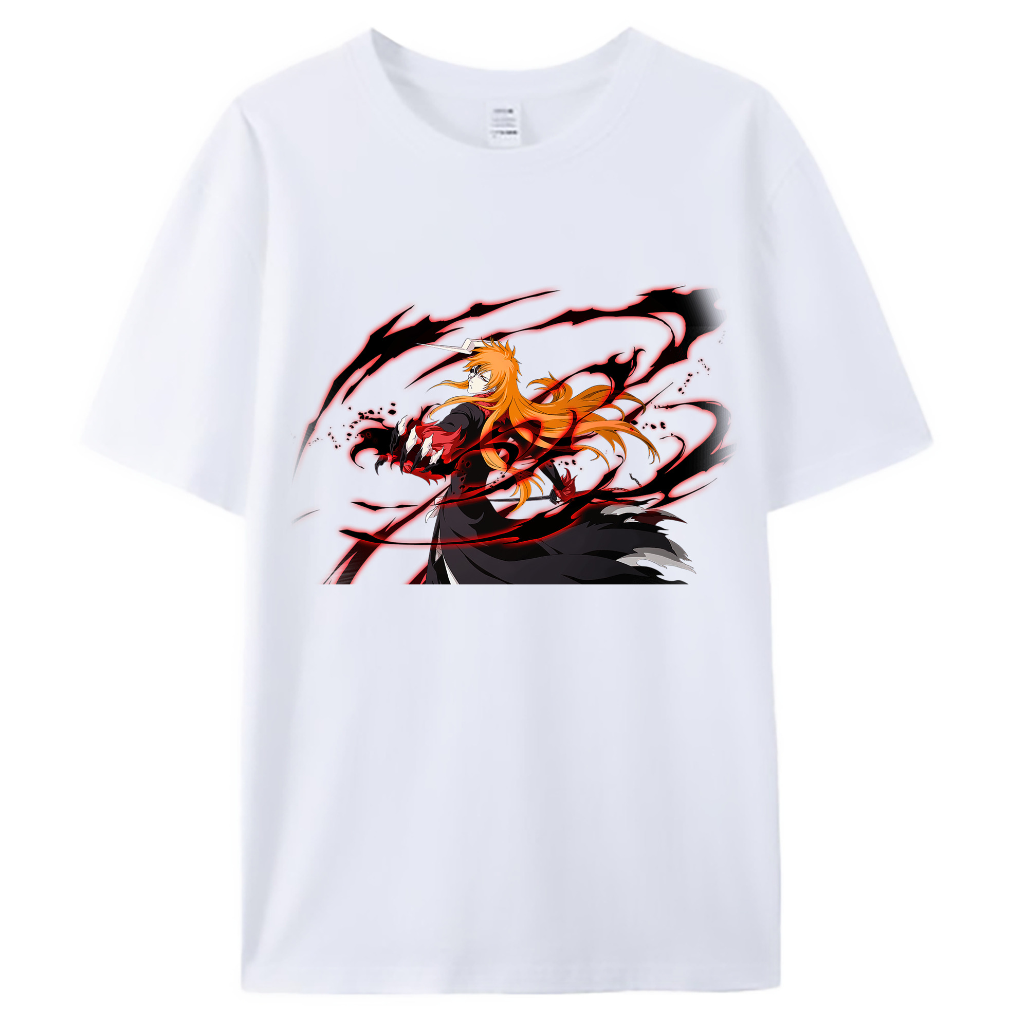 （画像用） ブリーチ 黒崎一護（くろさき いちご）BLEACH Kurosaki Ichigo 綿100％ メンズ半袖Tシャツ｜肌触りやわらか＆通気性