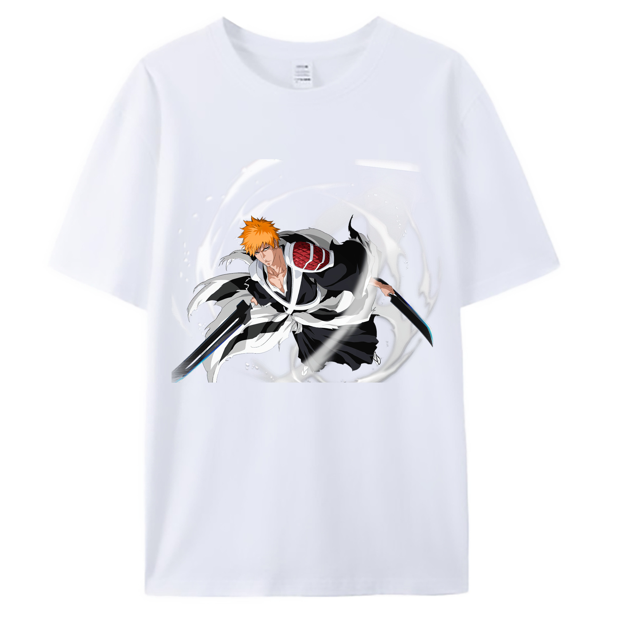 （画像用） ブリーチ 黒崎一護（くろさき いちご）BLEACH Kurosaki Ichigo 綿100％ メンズ半袖Tシャツ｜肌触りやわらか＆通気性