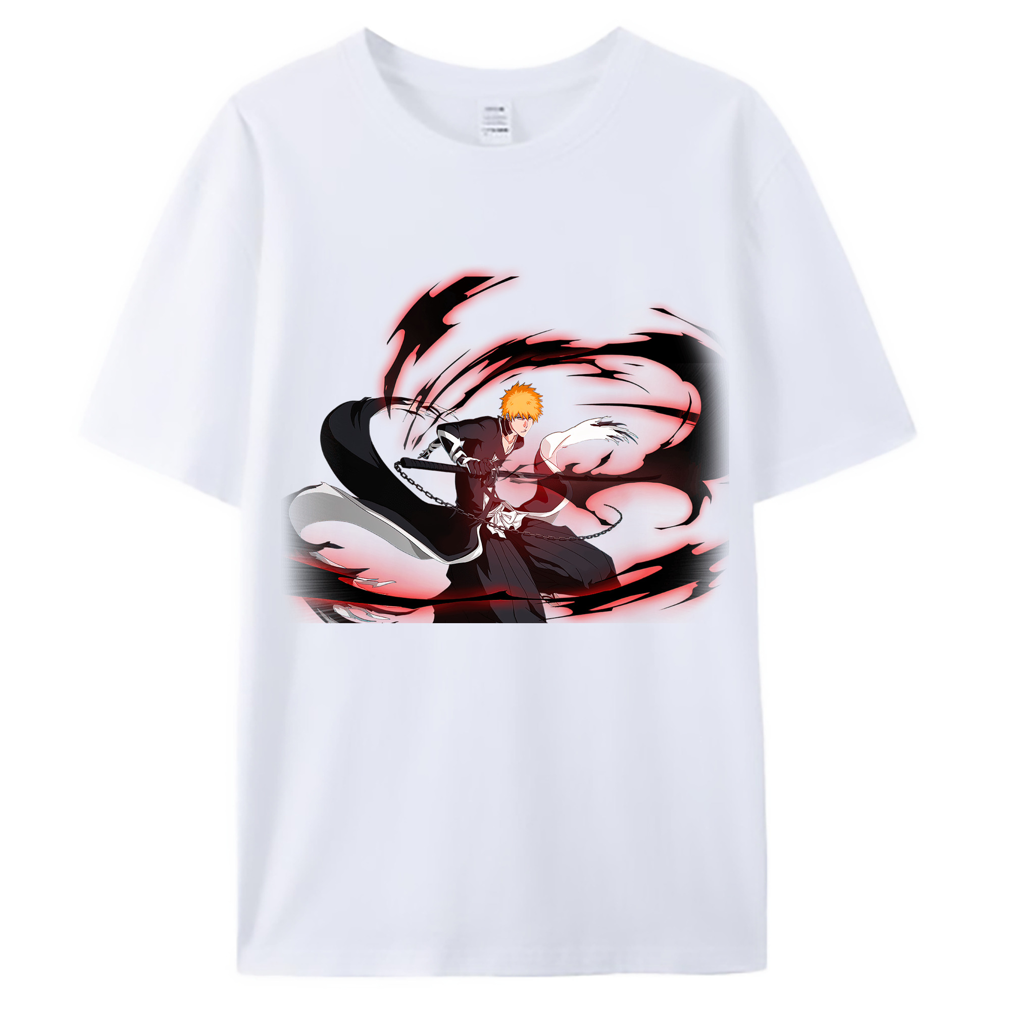（画像用） ブリーチ 黒崎一護（くろさき いちご）BLEACH Kurosaki Ichigo 綿100％ メンズ半袖Tシャツ｜肌触りやわらか＆通気性