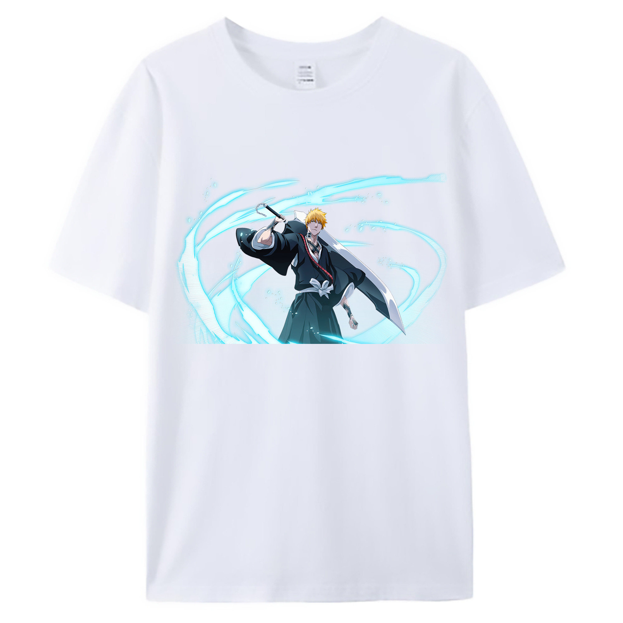 （画像用） ブリーチ 黒崎一護（くろさき いちご）BLEACH Kurosaki Ichigo 綿100％ メンズ半袖Tシャツ｜肌触りやわらか＆通気性