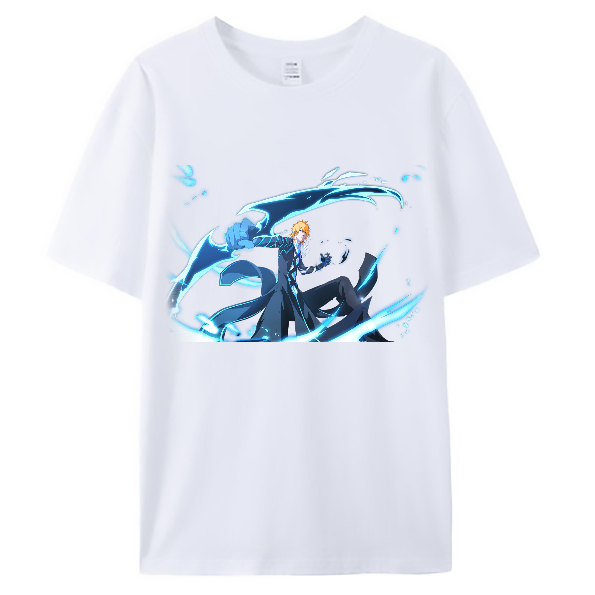 （画像用） ブリーチ 黒崎一護（くろさき いちご）BLEACH Kurosaki Ichigo 綿100％ メンズ半袖Tシャツ｜肌触りやわらか＆通気性