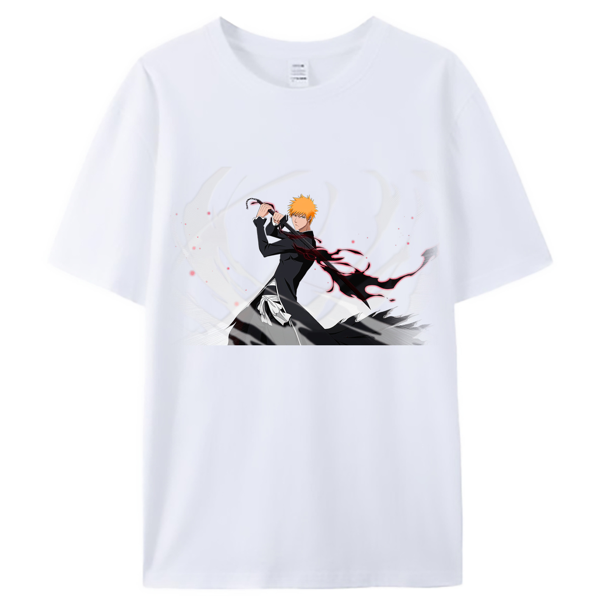 （画像用） ブリーチ 黒崎一護（くろさき いちご）BLEACH Kurosaki Ichigo 綿100％ メンズ半袖Tシャツ｜肌触りやわらか＆通気性