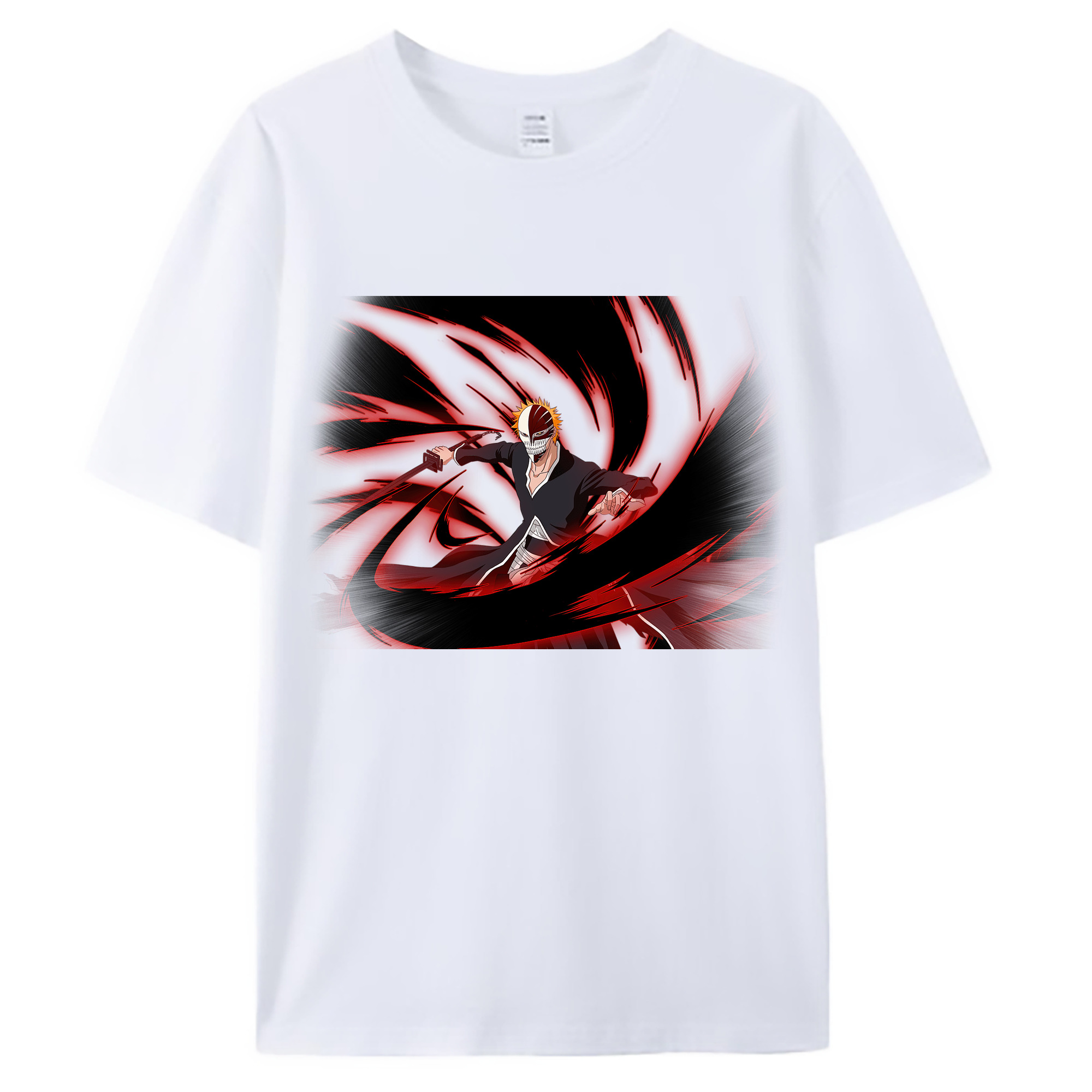 （画像用） ブリーチ 黒崎一護（くろさき いちご）BLEACH Kurosaki Ichigo 綿100％ メンズ半袖Tシャツ｜肌触りやわらか＆通気性