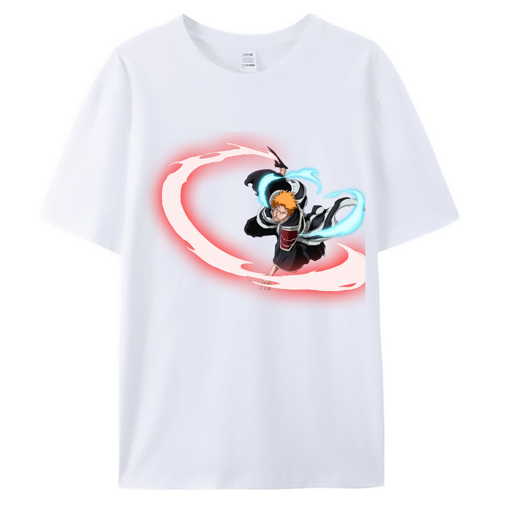 （画像用） ブリーチ 黒崎一護（くろさき いちご）BLEACH Kurosaki Ichigo 綿100％ メンズ半袖Tシャツ｜肌触りやわらか＆通気性