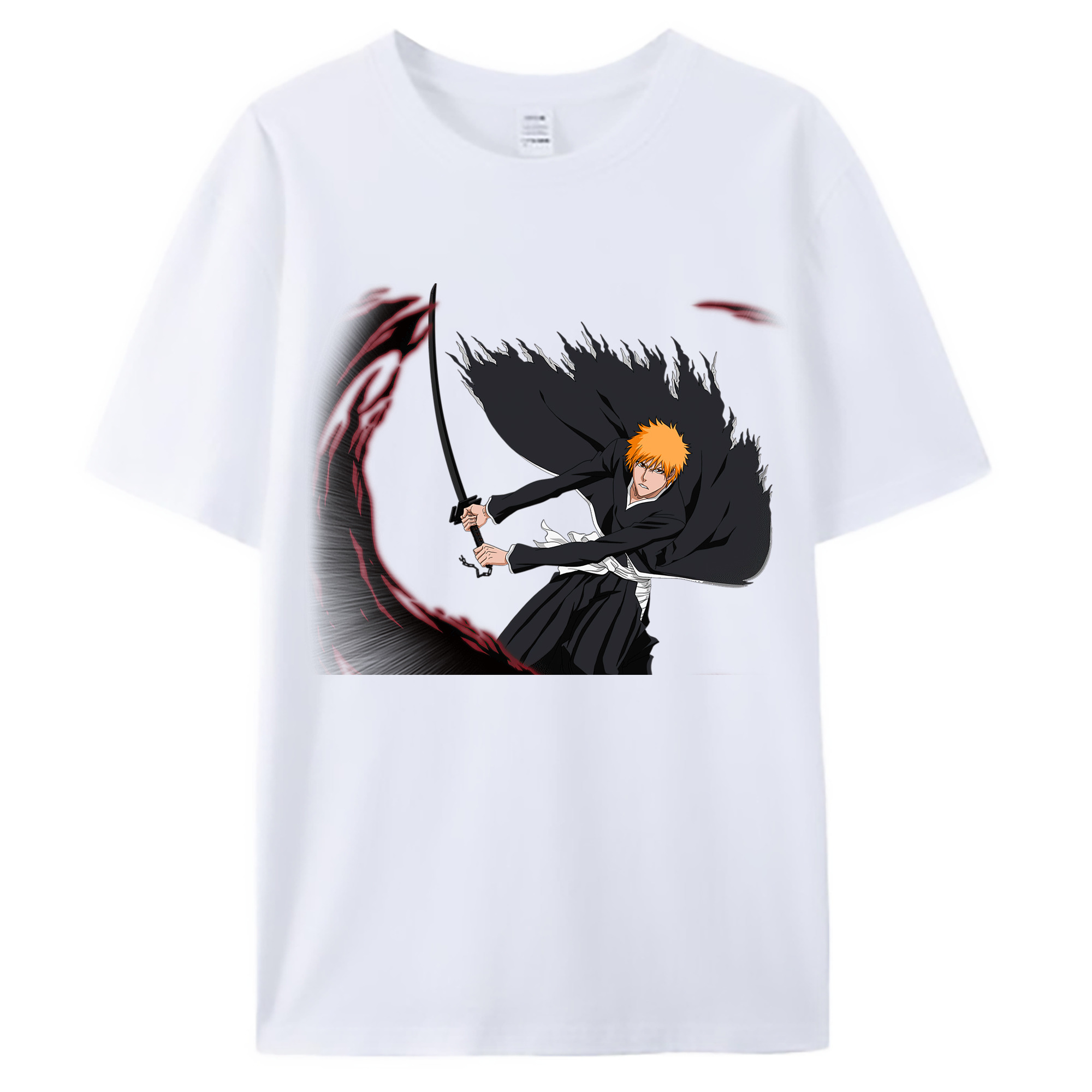 （画像用） ブリーチ 黒崎一護（くろさき いちご）BLEACH Kurosaki Ichigo 綿100％ メンズ半袖Tシャツ｜肌触りやわらか＆通気性
