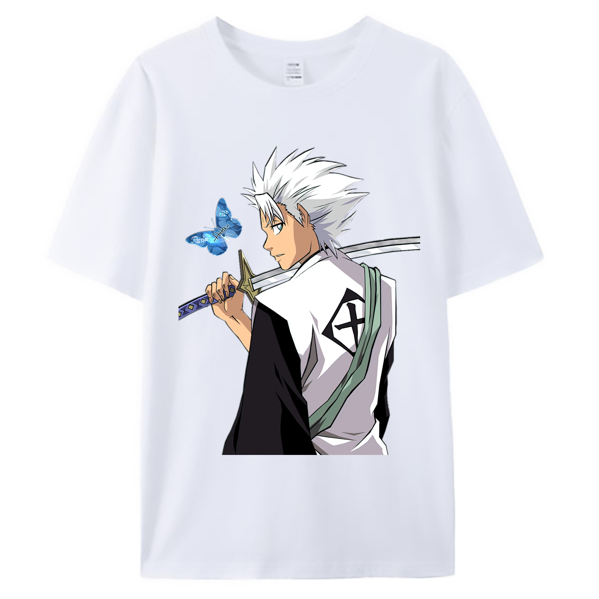 （画像用） ブリーチ 日番谷冬獅郎（ひつがや とうしろう） BLEACH Hitsugaya Toushirou 綿100％ メンズ半袖Tシャツ｜肌触りやわらか＆通気性