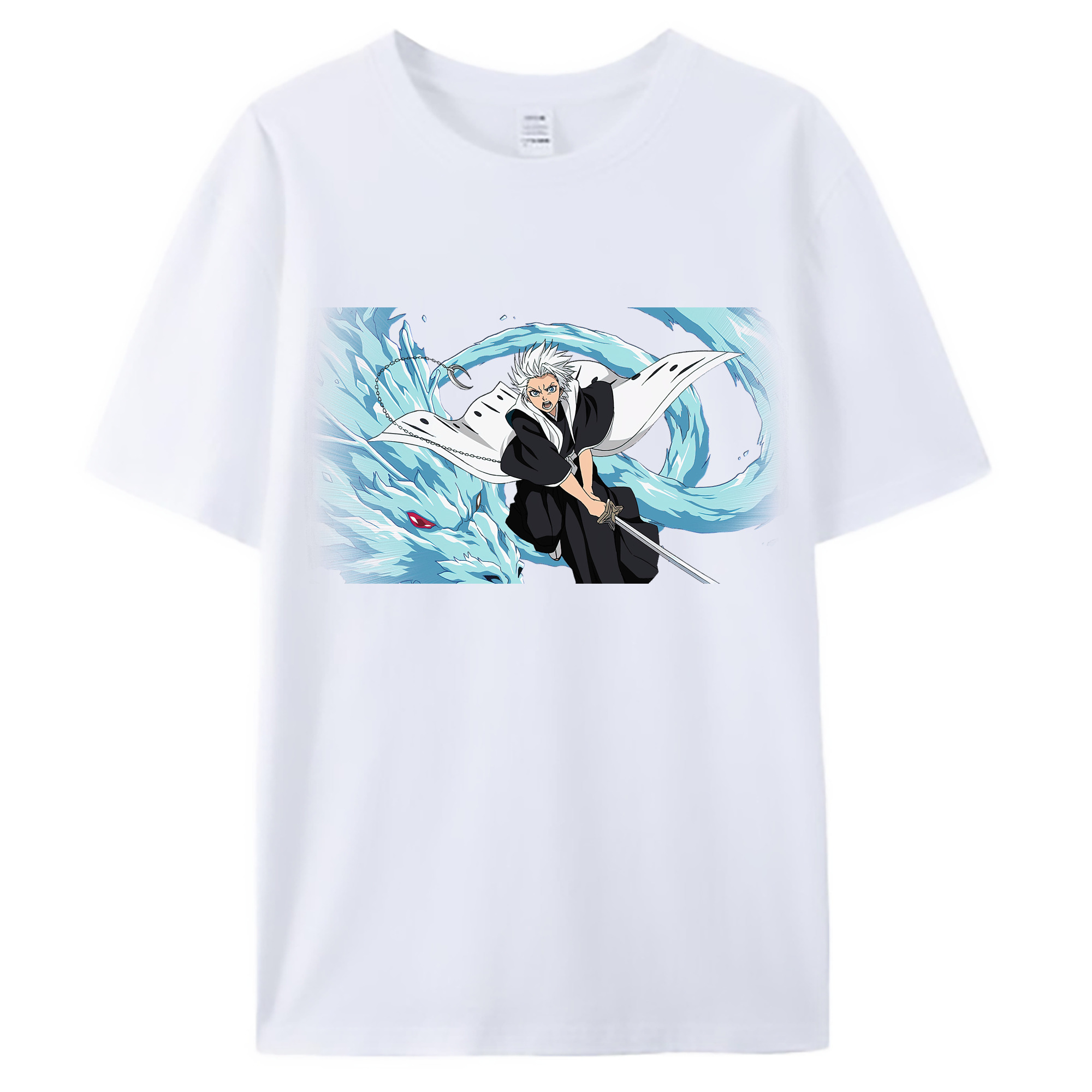 （画像用） ブリーチ 日番谷冬獅郎（ひつがや とうしろう） BLEACH Hitsugaya Toushirou 綿100％ メンズ半袖Tシャツ｜肌触りやわらか＆通気性