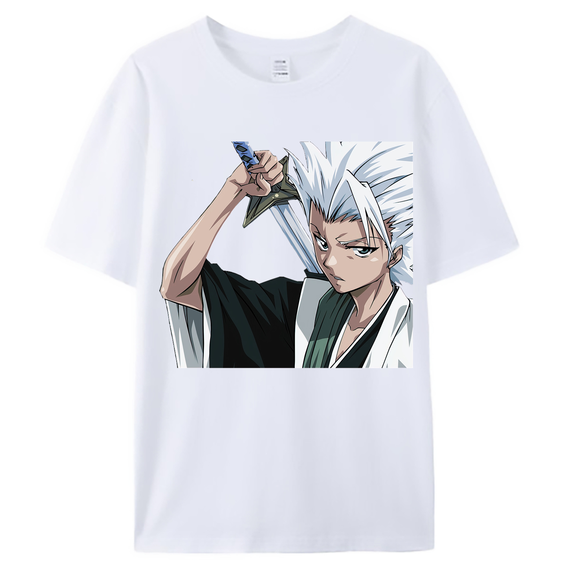 （画像用） ブリーチ 日番谷冬獅郎（ひつがや とうしろう） BLEACH Hitsugaya Toushirou 綿100％ メンズ半袖Tシャツ｜肌触りやわらか＆通気性