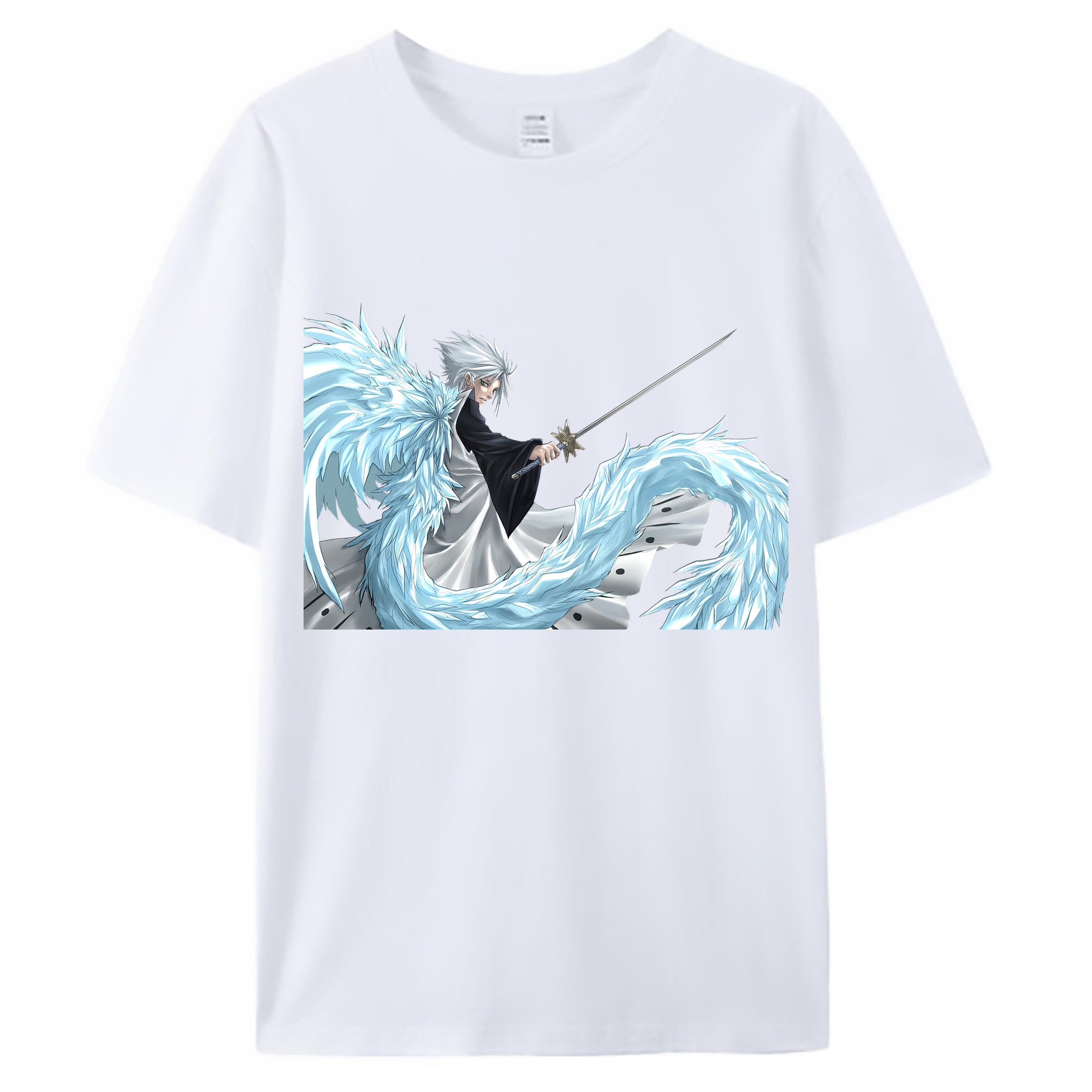 （画像用） ブリーチ 日番谷冬獅郎（ひつがや とうしろう） BLEACH Hitsugaya Toushirou 綿100％ メンズ半袖Tシャツ｜肌触りやわらか＆通気性
