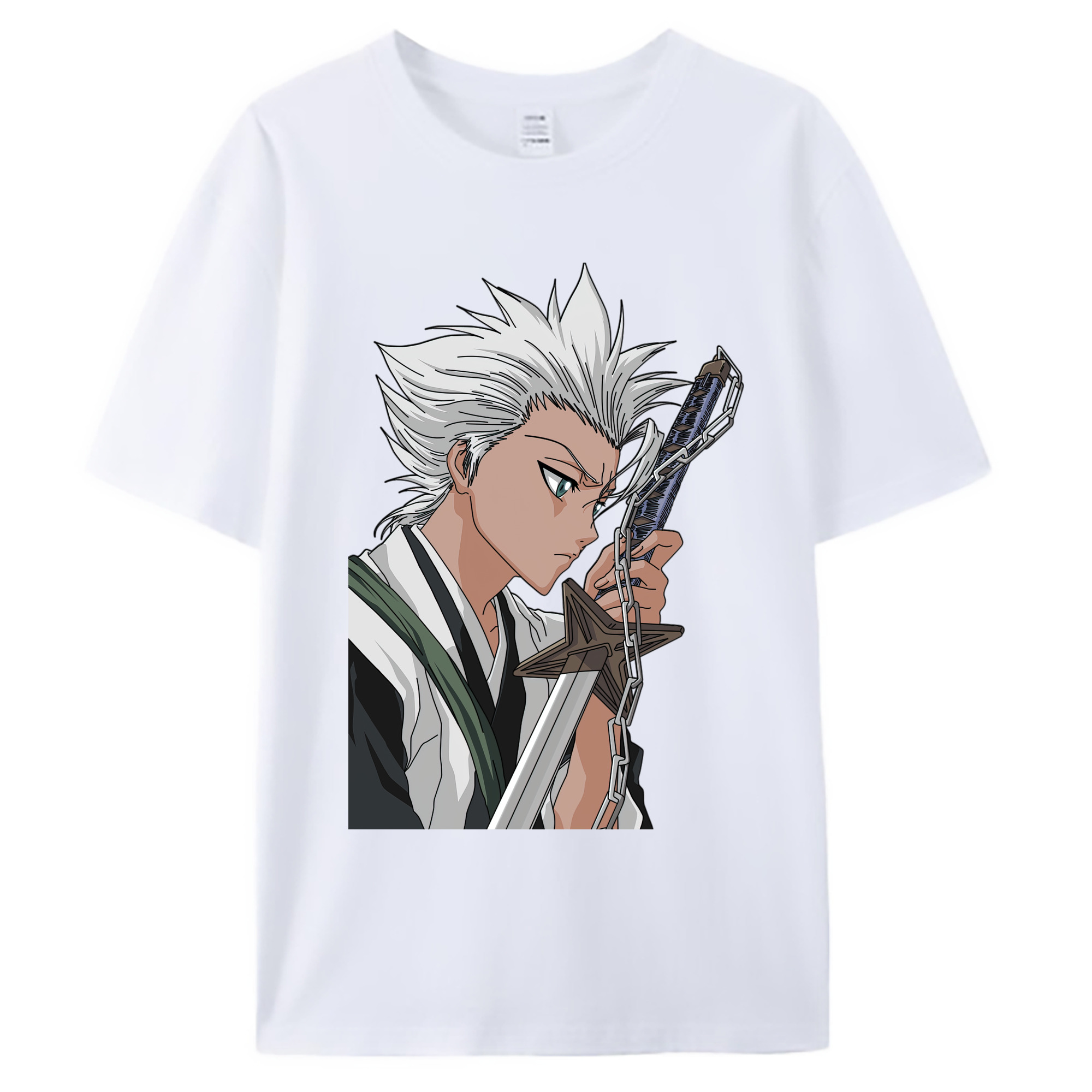 （画像用） ブリーチ 日番谷冬獅郎（ひつがや とうしろう） BLEACH Hitsugaya Toushirou 綿100％ メンズ半袖Tシャツ｜肌触りやわらか＆通気性