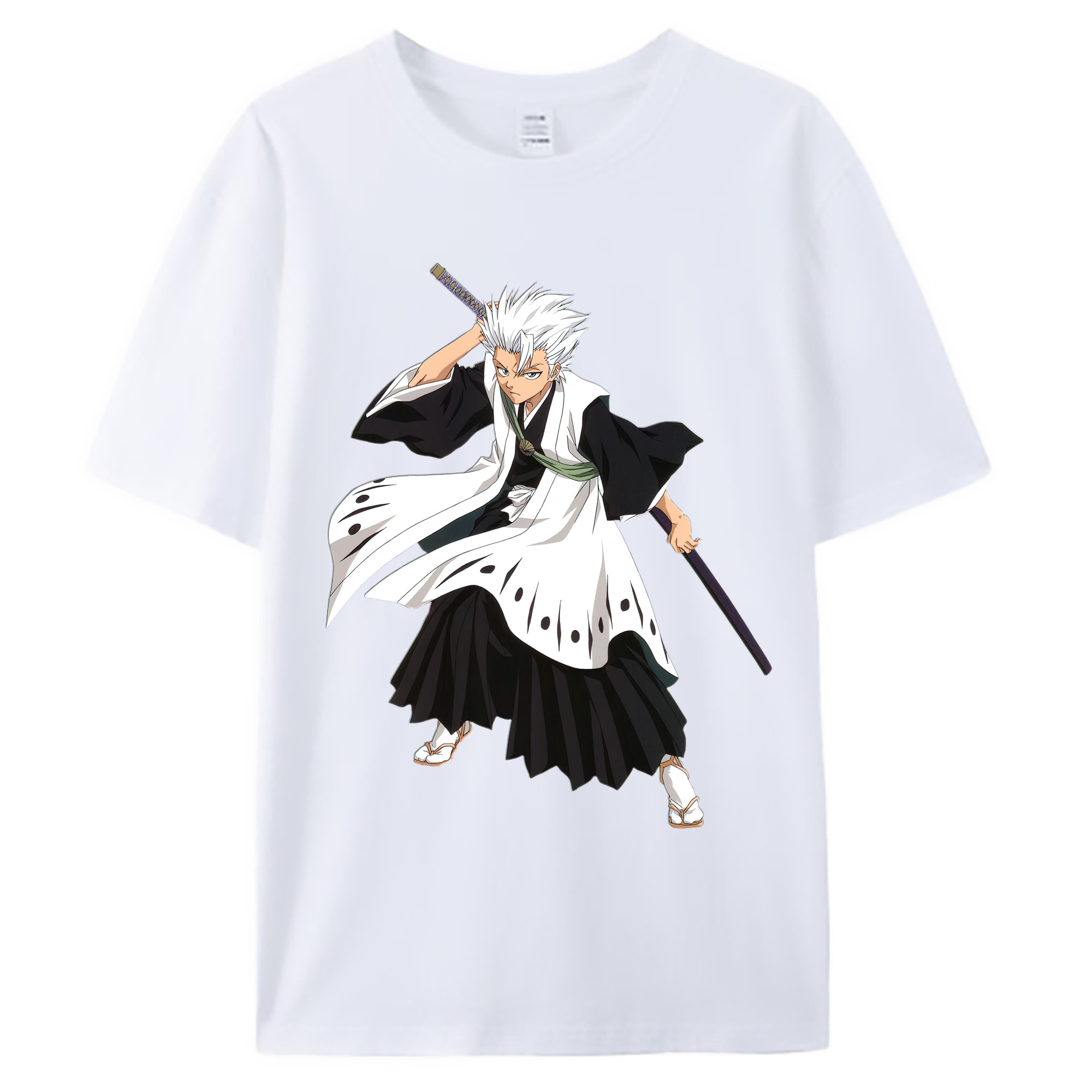 （画像用） ブリーチ 日番谷冬獅郎（ひつがや とうしろう） BLEACH Hitsugaya Toushirou 綿100％ メンズ半袖Tシャツ｜肌触りやわらか＆通気性