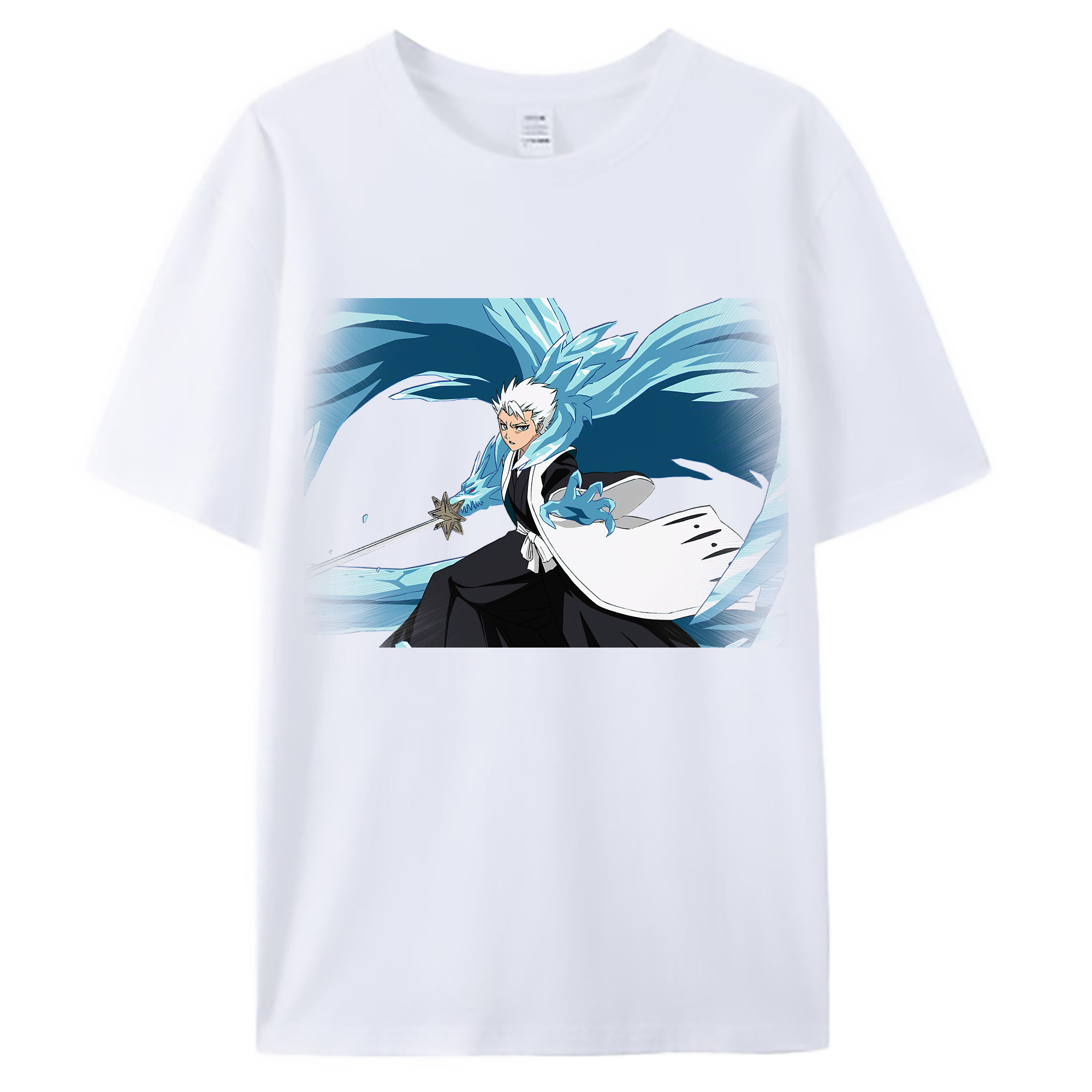 （画像用） ブリーチ 日番谷冬獅郎（ひつがや とうしろう） BLEACH Hitsugaya Toushirou 綿100％ メンズ半袖Tシャツ｜肌触りやわらか＆通気性