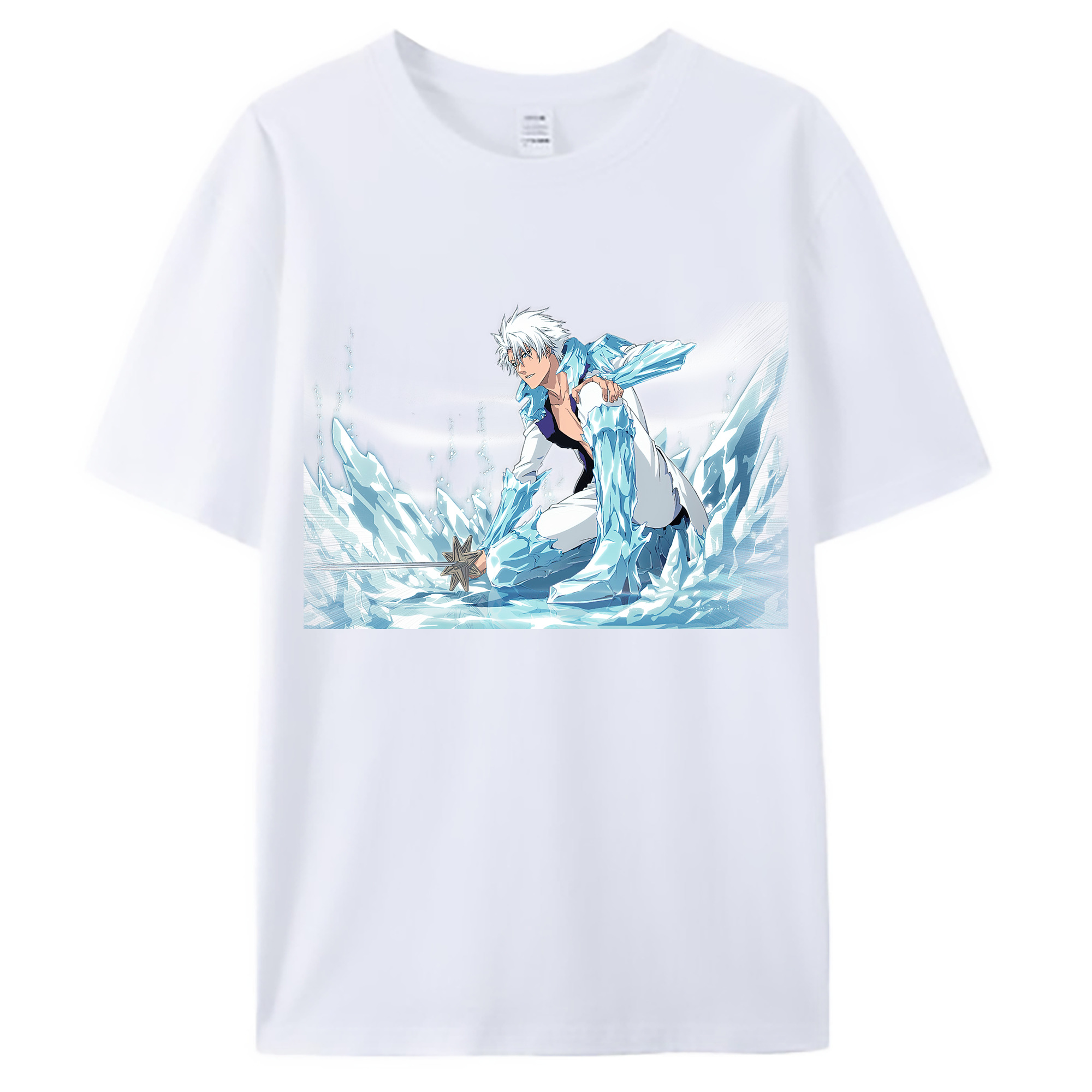 （画像用） ブリーチ 日番谷冬獅郎（ひつがや とうしろう） BLEACH Hitsugaya Toushirou 綿100％ メンズ半袖Tシャツ｜肌触りやわらか＆通気性