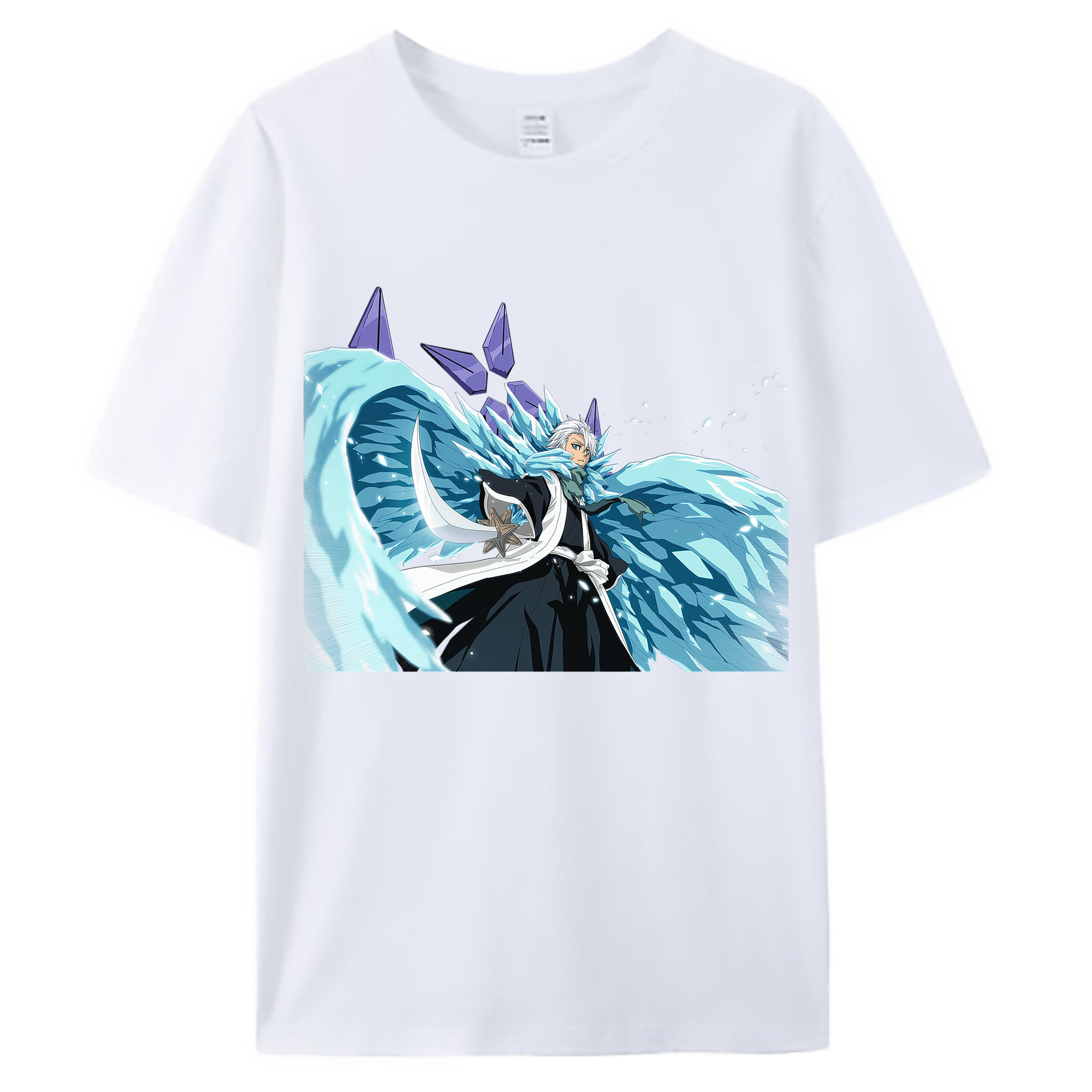 （画像用） ブリーチ 日番谷冬獅郎（ひつがや とうしろう） BLEACH Hitsugaya Toushirou 綿100％ メンズ半袖Tシャツ｜肌触りやわらか＆通気性