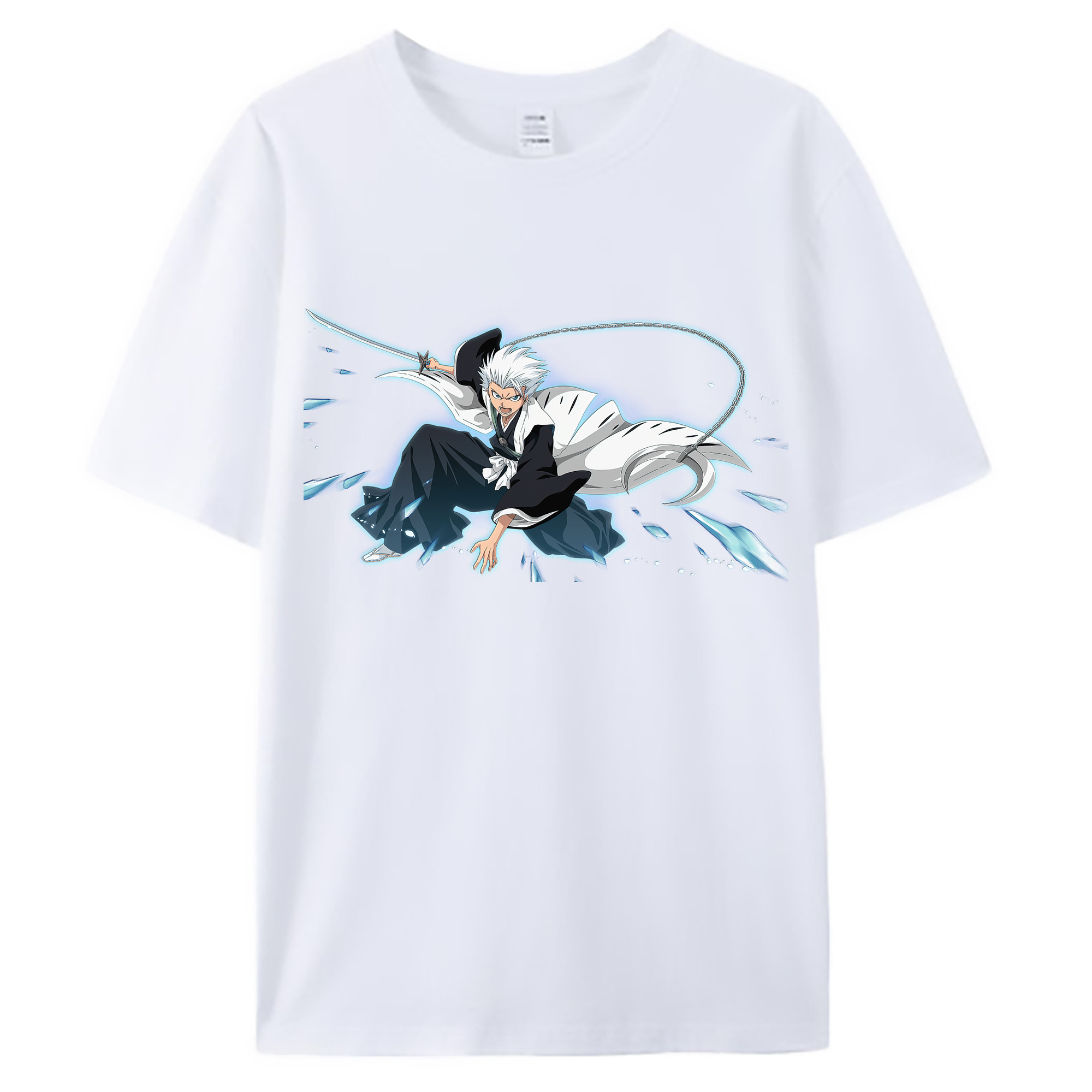 （画像用） ブリーチ 日番谷冬獅郎（ひつがや とうしろう） BLEACH Hitsugaya Toushirou 綿100％ メンズ半袖Tシャツ｜肌触りやわらか＆通気性