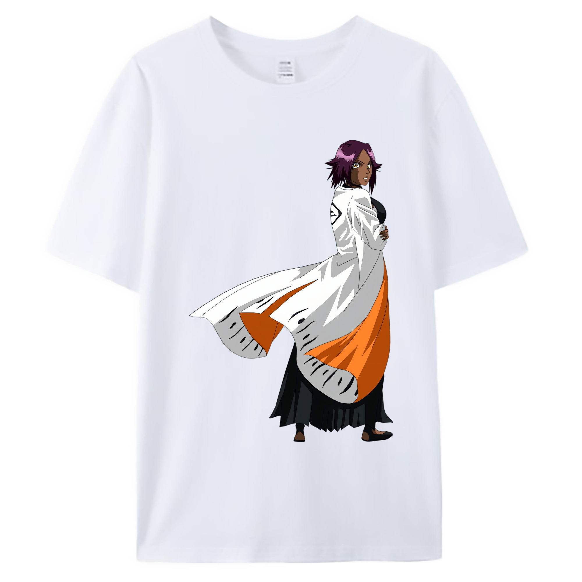 （画像用） ブリーチ 四楓院 夜一（しほういん よるいち） BLEACH Shihouin Yoruichi 綿100％ メンズ半袖Tシャツ｜肌触りやわらか＆通気性