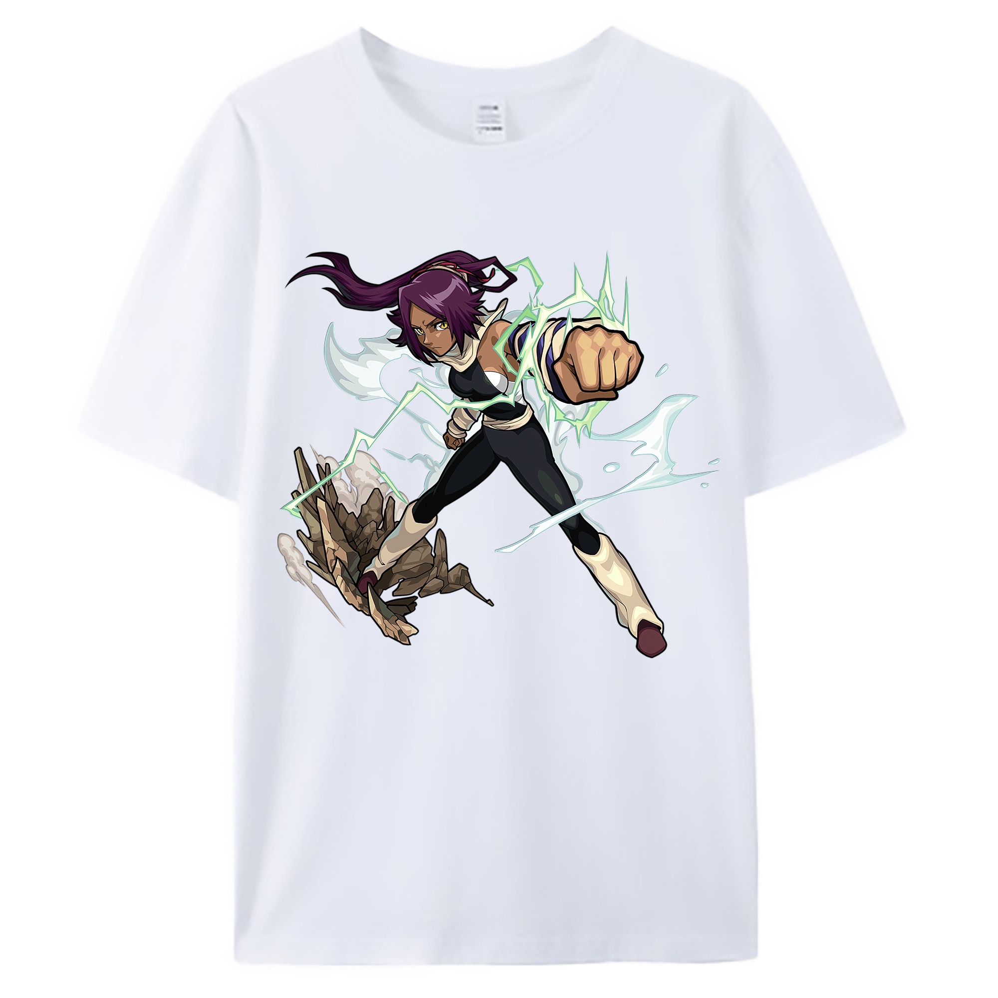 （画像用） ブリーチ 四楓院 夜一（しほういん よるいち） BLEACH Shihouin Yoruichi 綿100％ メンズ半袖Tシャツ｜肌触りやわらか＆通気性