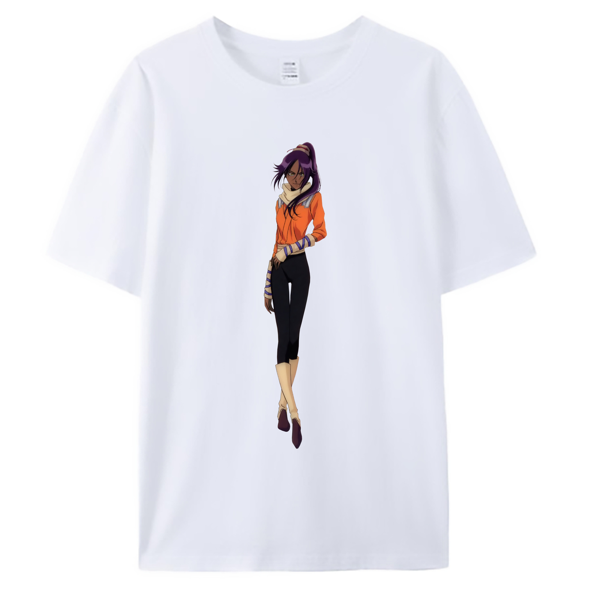 （画像用） ブリーチ 四楓院 夜一（しほういん よるいち） BLEACH Shihouin Yoruichi 綿100％ メンズ半袖Tシャツ｜肌触りやわらか＆通気性