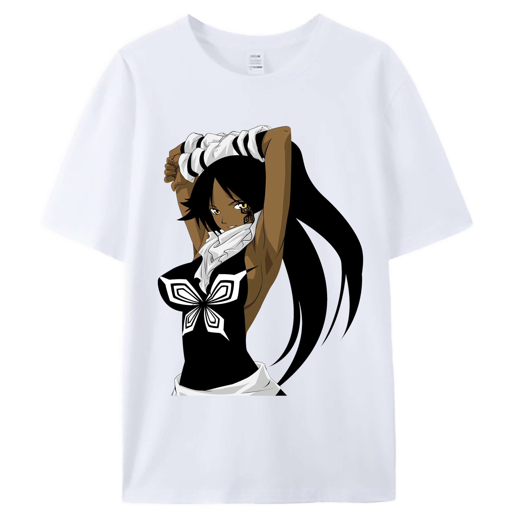 （画像用） ブリーチ 四楓院 夜一（しほういん よるいち） BLEACH Shihouin Yoruichi 綿100％ メンズ半袖Tシャツ｜肌触りやわらか＆通気性