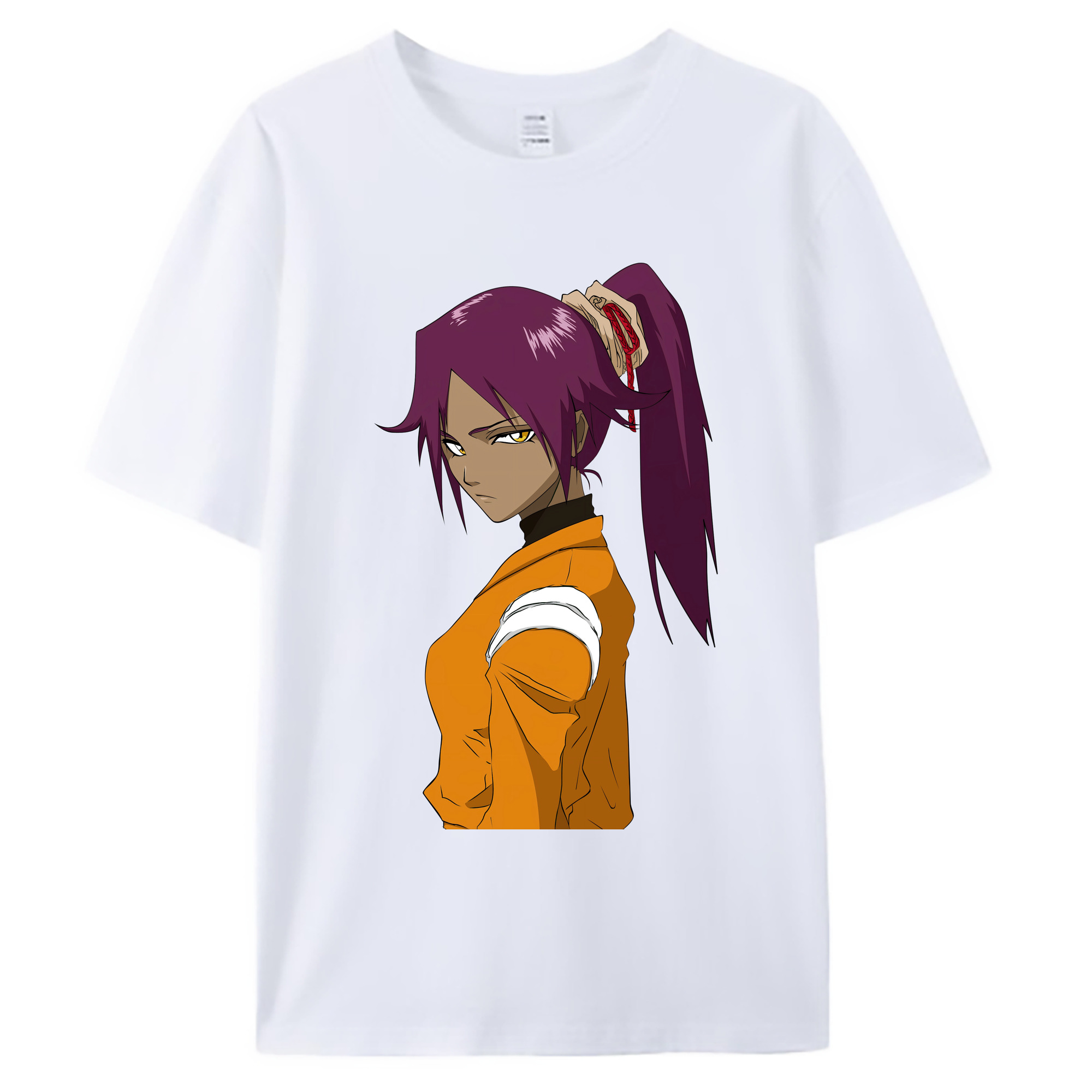 （画像用） ブリーチ 四楓院 夜一（しほういん よるいち） BLEACH Shihouin Yoruichi 綿100％ メンズ半袖Tシャツ｜肌触りやわらか＆通気性