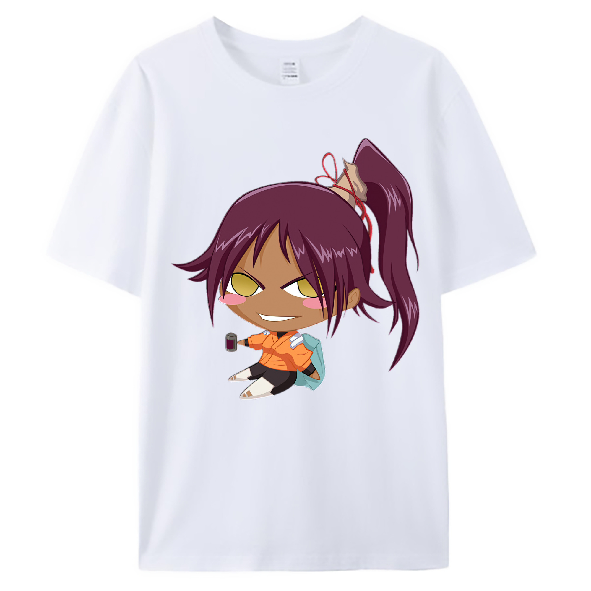 （画像用） ブリーチ 四楓院 夜一（しほういん よるいち） BLEACH Shihouin Yoruichi 綿100％ メンズ半袖Tシャツ｜肌触りやわらか＆通気性