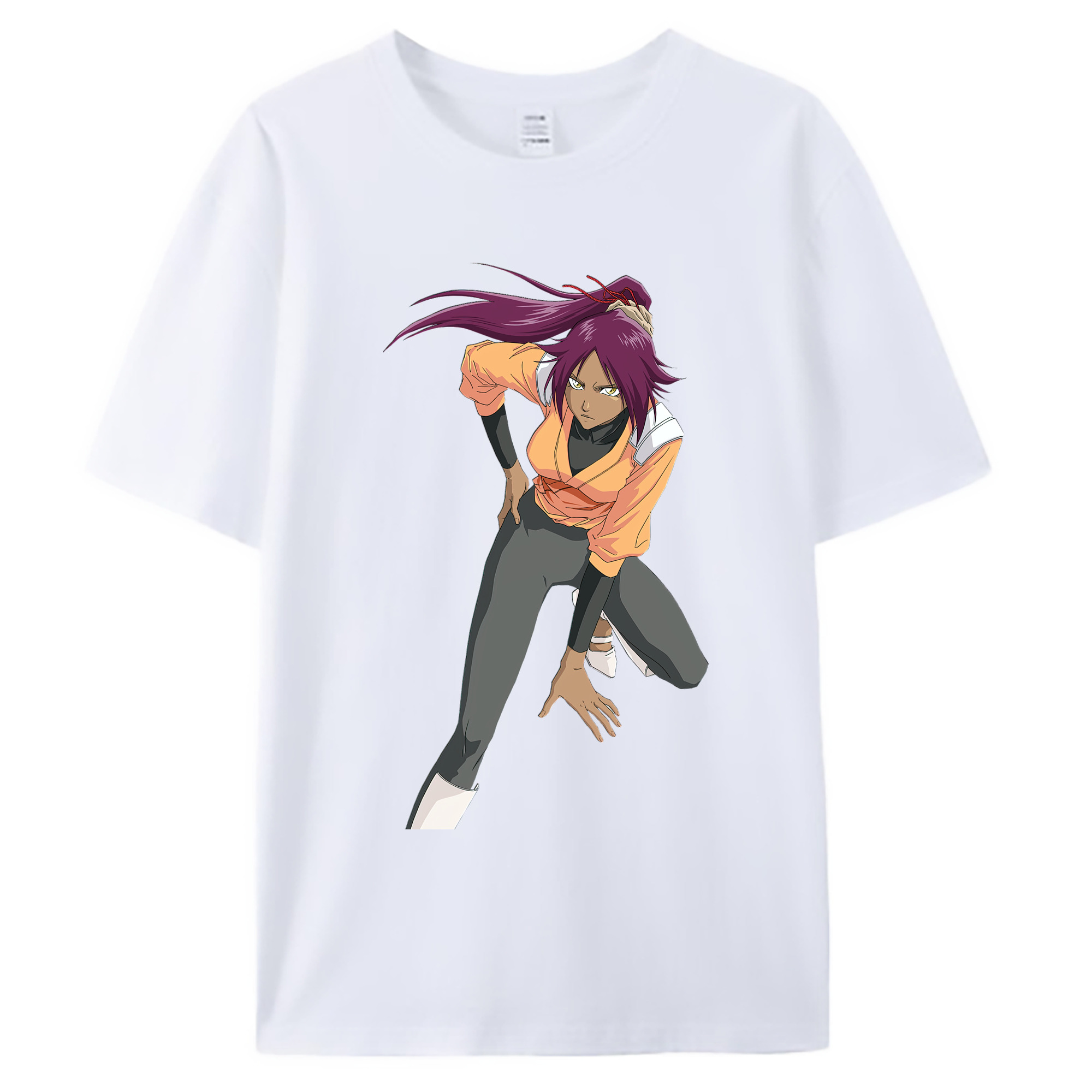 （画像用） ブリーチ 四楓院 夜一（しほういん よるいち） BLEACH Shihouin Yoruichi 綿100％ メンズ半袖Tシャツ｜肌触りやわらか＆通気性