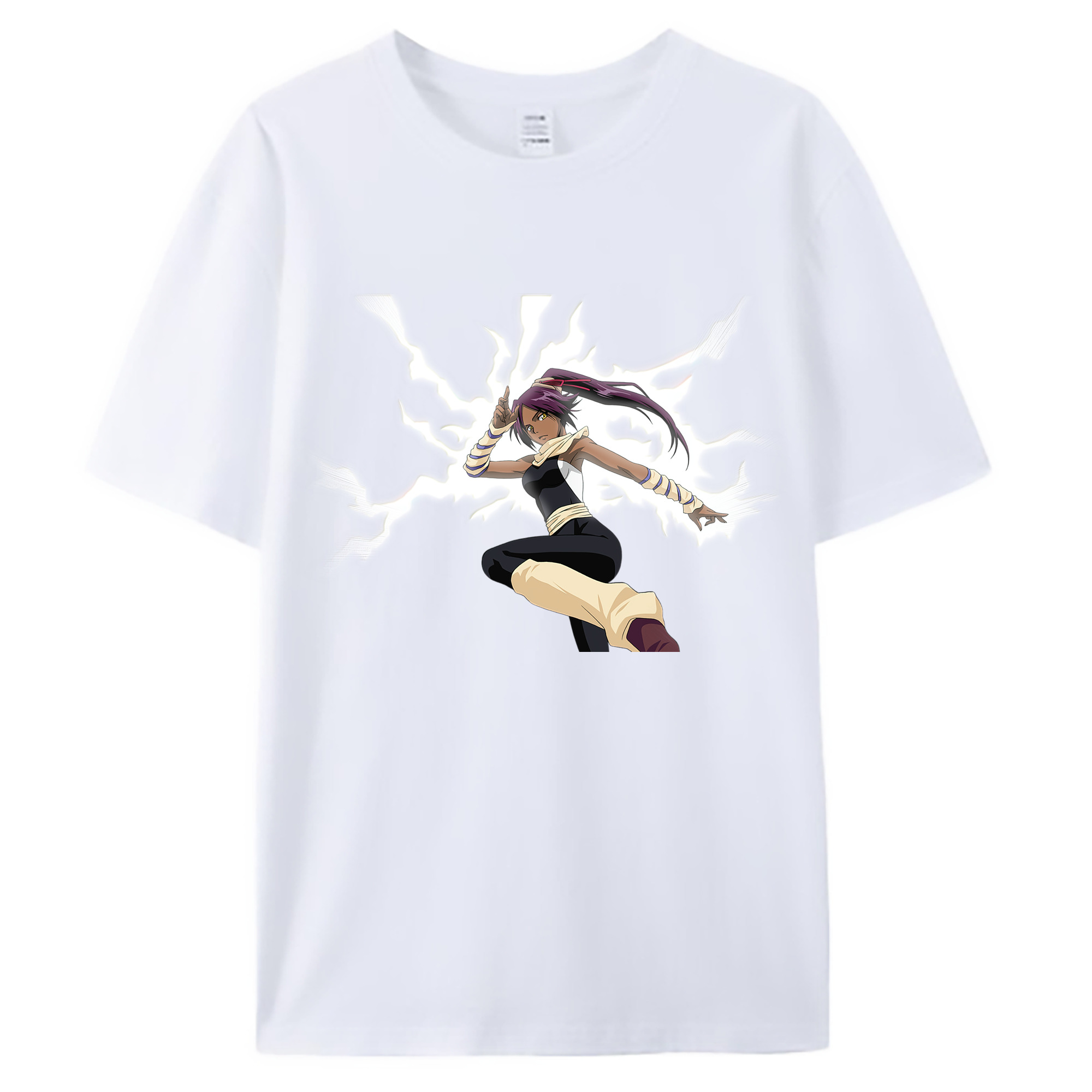 （画像用） ブリーチ 四楓院 夜一（しほういん よるいち） BLEACH Shihouin Yoruichi 綿100％ メンズ半袖Tシャツ｜肌触りやわらか＆通気性