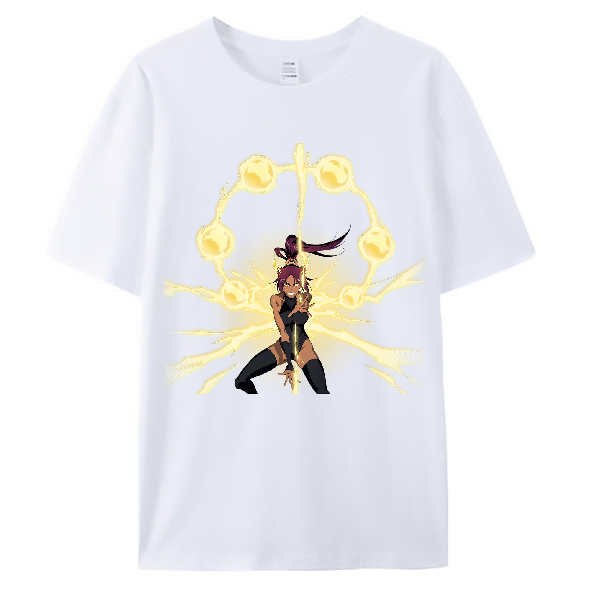 （画像用） ブリーチ 四楓院 夜一（しほういん よるいち） BLEACH Shihouin Yoruichi 綿100％ メンズ半袖Tシャツ｜肌触りやわらか＆通気性