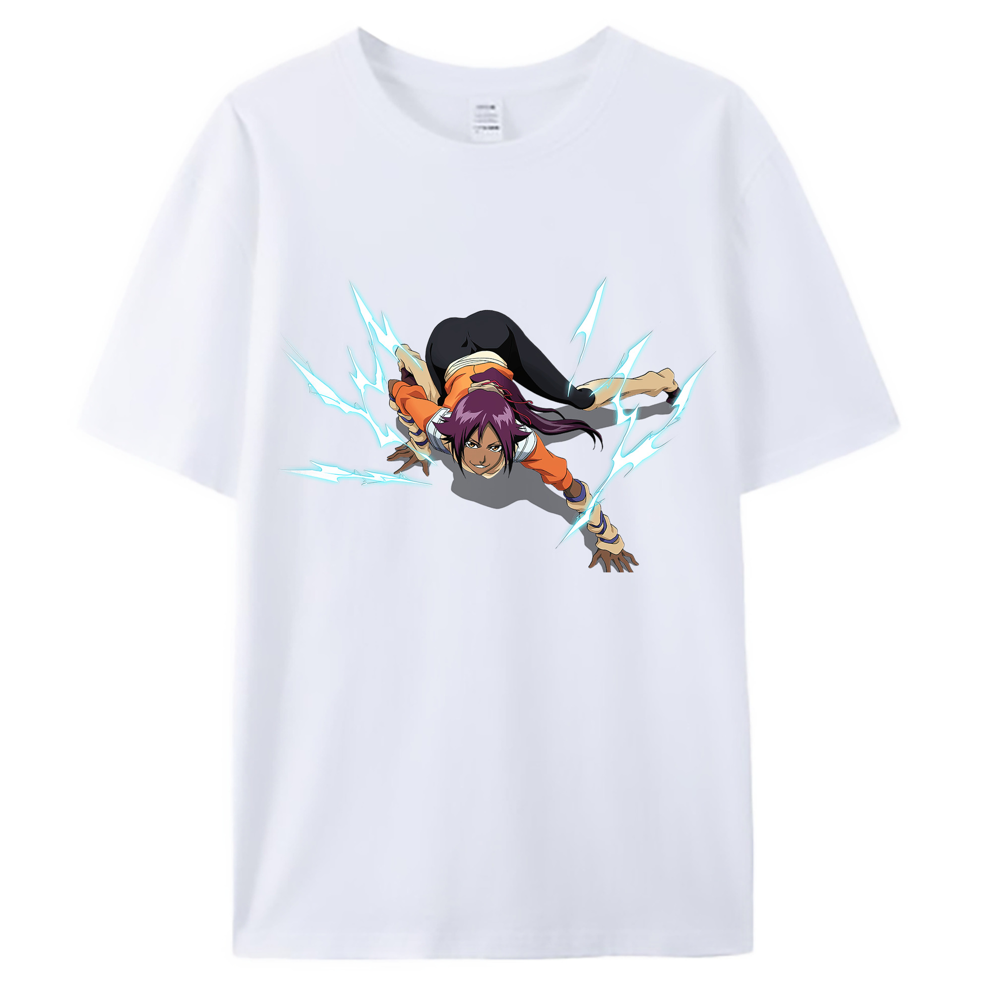 （画像用） ブリーチ 四楓院 夜一（しほういん よるいち） BLEACH Shihouin Yoruichi 綿100％ メンズ半袖Tシャツ｜肌触りやわらか＆通気性