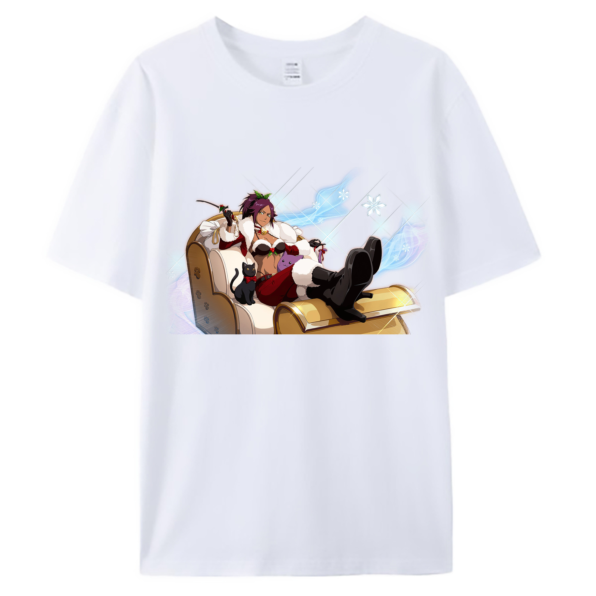 （画像用） ブリーチ 四楓院 夜一（しほういん よるいち） BLEACH Shihouin Yoruichi 綿100％ メンズ半袖Tシャツ｜肌触りやわらか＆通気性