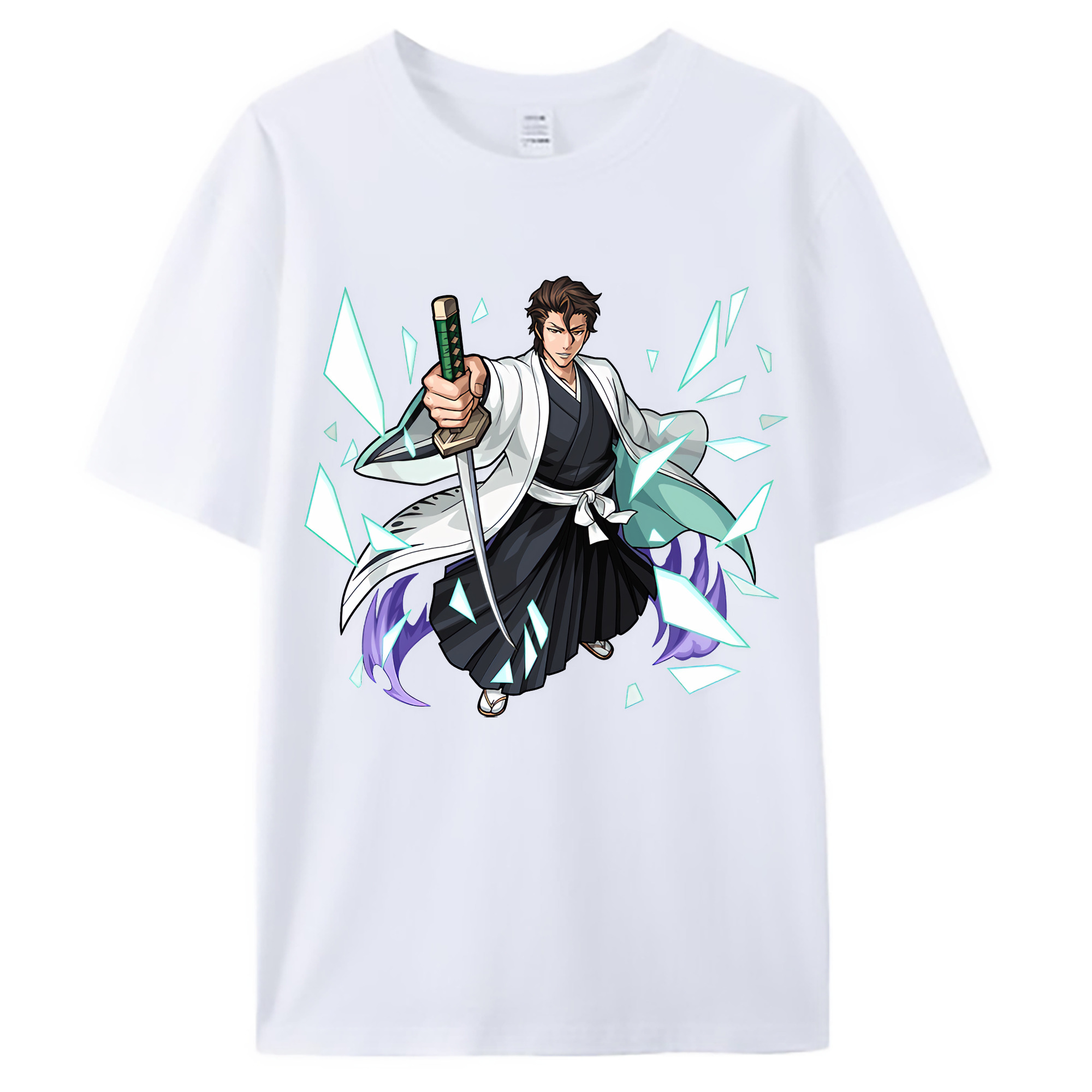 （画像用） ブリーチ 藍染 惣右介（あいぜん そうすけ） BLEACH Aizen Sousuke 綿100％ メンズ半袖Tシャツ｜肌触りやわらか＆通気性