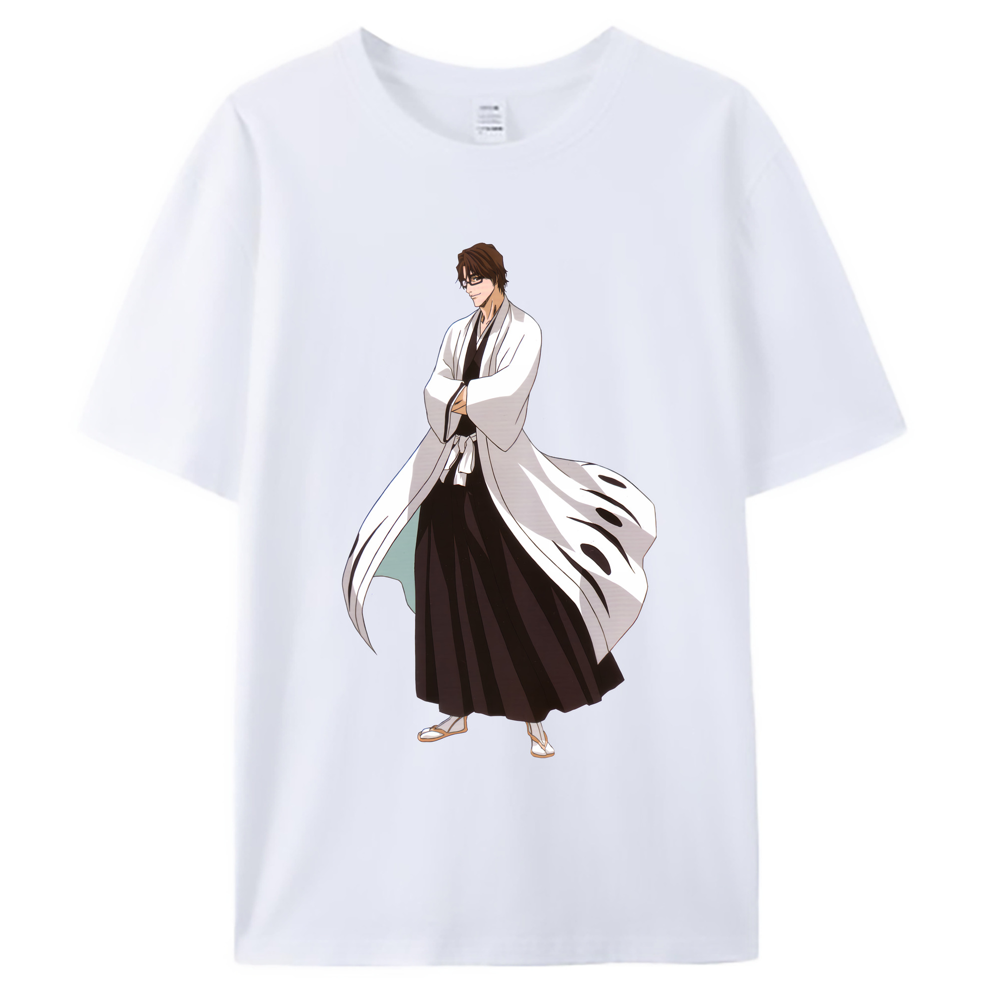 （画像用） ブリーチ 藍染 惣右介（あいぜん そうすけ） BLEACH Aizen Sousuke 綿100％ メンズ半袖Tシャツ｜肌触りやわらか＆通気性