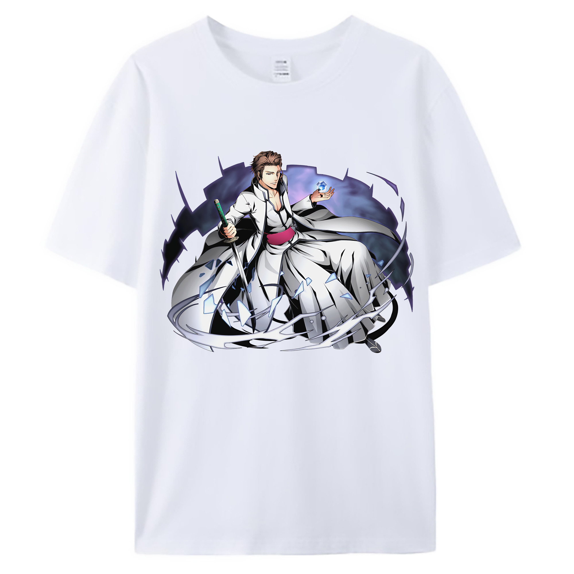 （画像用） ブリーチ 藍染 惣右介（あいぜん そうすけ） BLEACH Aizen Sousuke 綿100％ メンズ半袖Tシャツ｜肌触りやわらか＆通気性