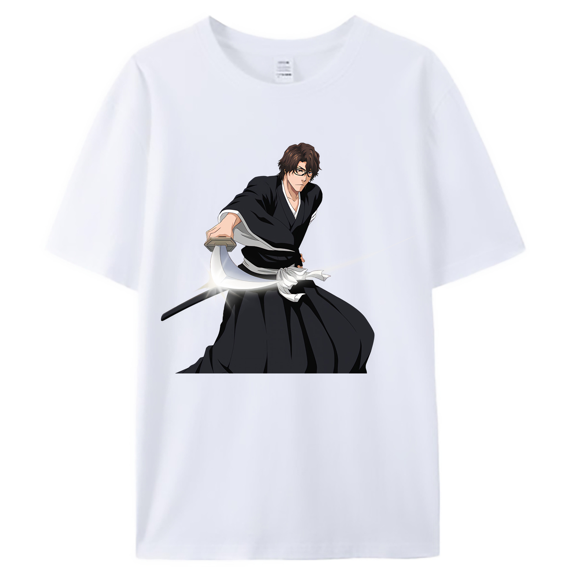 （画像用） ブリーチ 藍染 惣右介（あいぜん そうすけ） BLEACH Aizen Sousuke 綿100％ メンズ半袖Tシャツ｜肌触りやわらか＆通気性