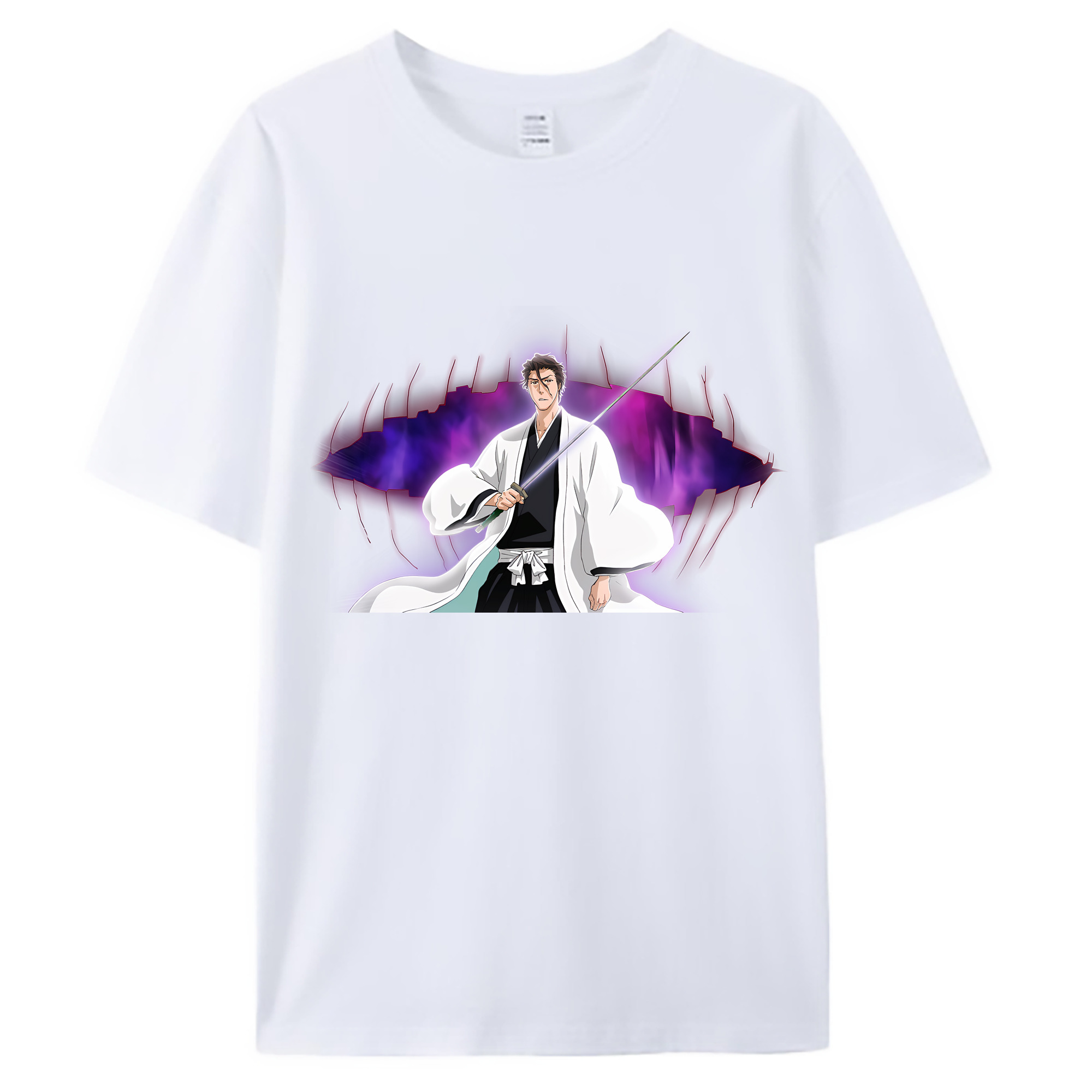 （画像用） ブリーチ 藍染 惣右介（あいぜん そうすけ） BLEACH Aizen Sousuke 綿100％ メンズ半袖Tシャツ｜肌触りやわらか＆通気性