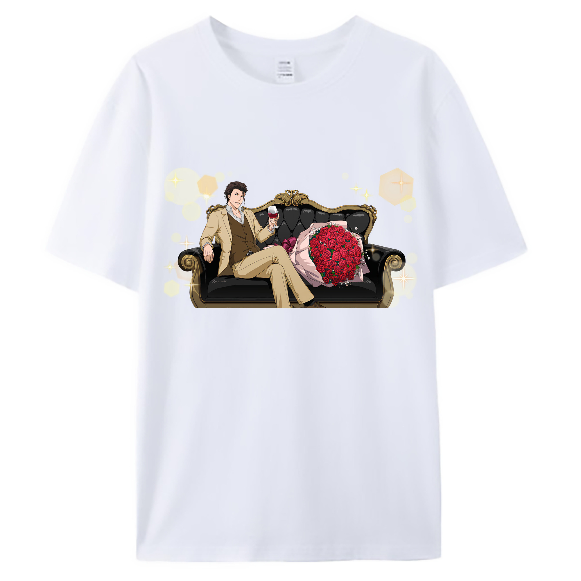 （画像用） ブリーチ 藍染 惣右介（あいぜん そうすけ） BLEACH Aizen Sousuke 綿100％ メンズ半袖Tシャツ｜肌触りやわらか＆通気性