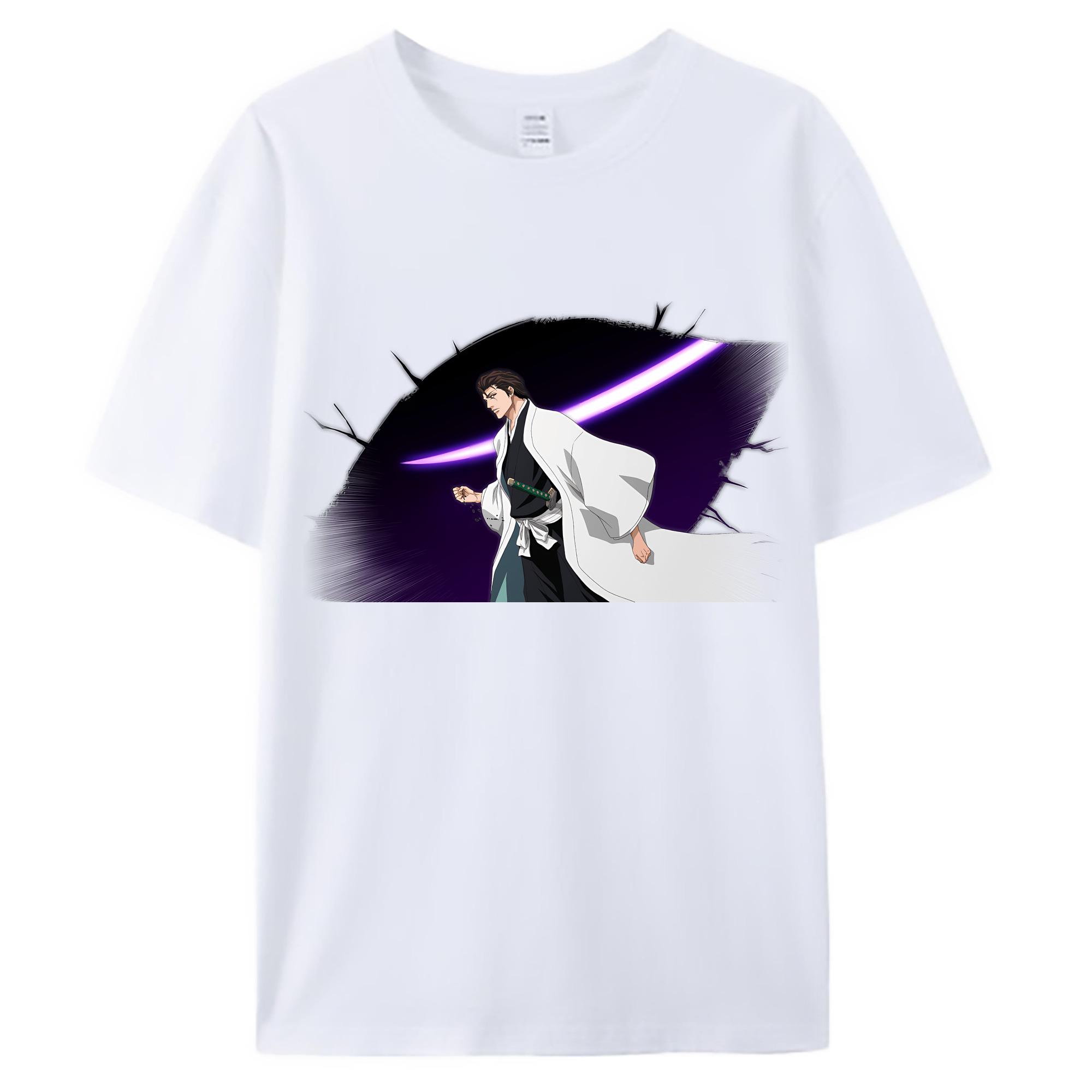 （画像用） ブリーチ 藍染 惣右介（あいぜん そうすけ） BLEACH Aizen Sousuke 綿100％ メンズ半袖Tシャツ｜肌触りやわらか＆通気性