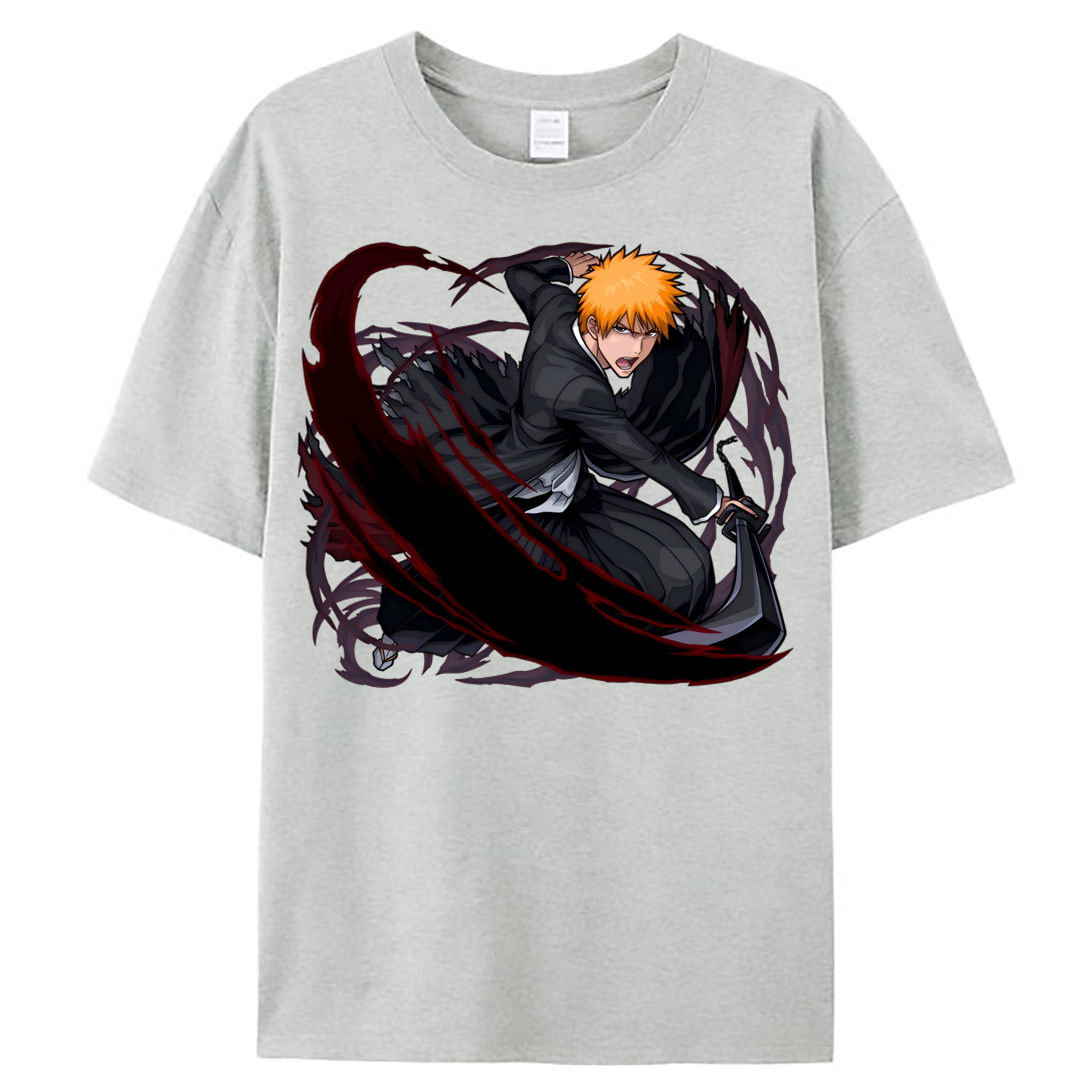 （画像用） ブリーチ 黒崎一護（くろさき いちご）BLEACH Kurosaki Ichigo レディースカジュアルプリントTシャツ（綿100％）