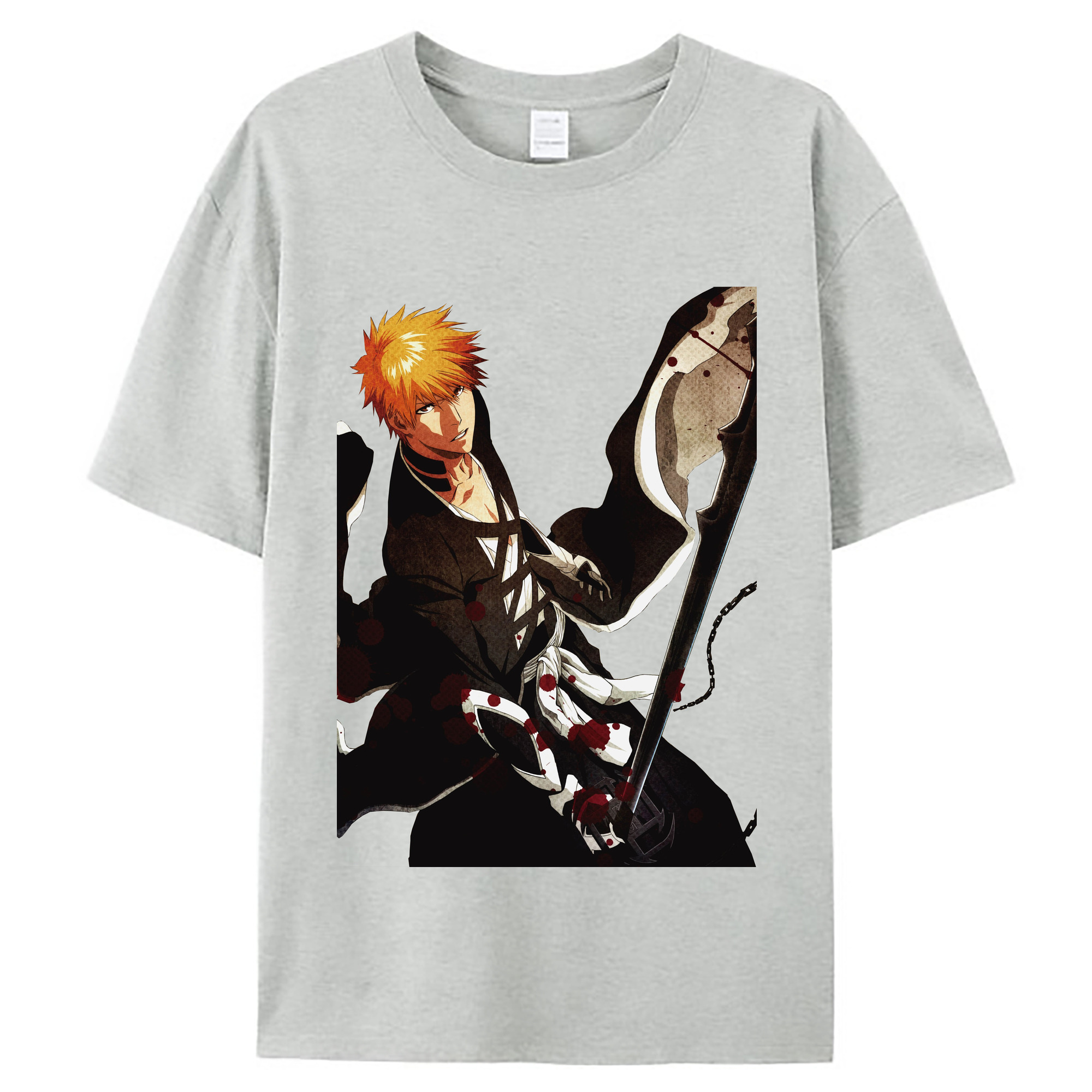 （画像用） ブリーチ 黒崎一護（くろさき いちご）BLEACH Kurosaki Ichigo レディースカジュアルプリントTシャツ（綿100％）