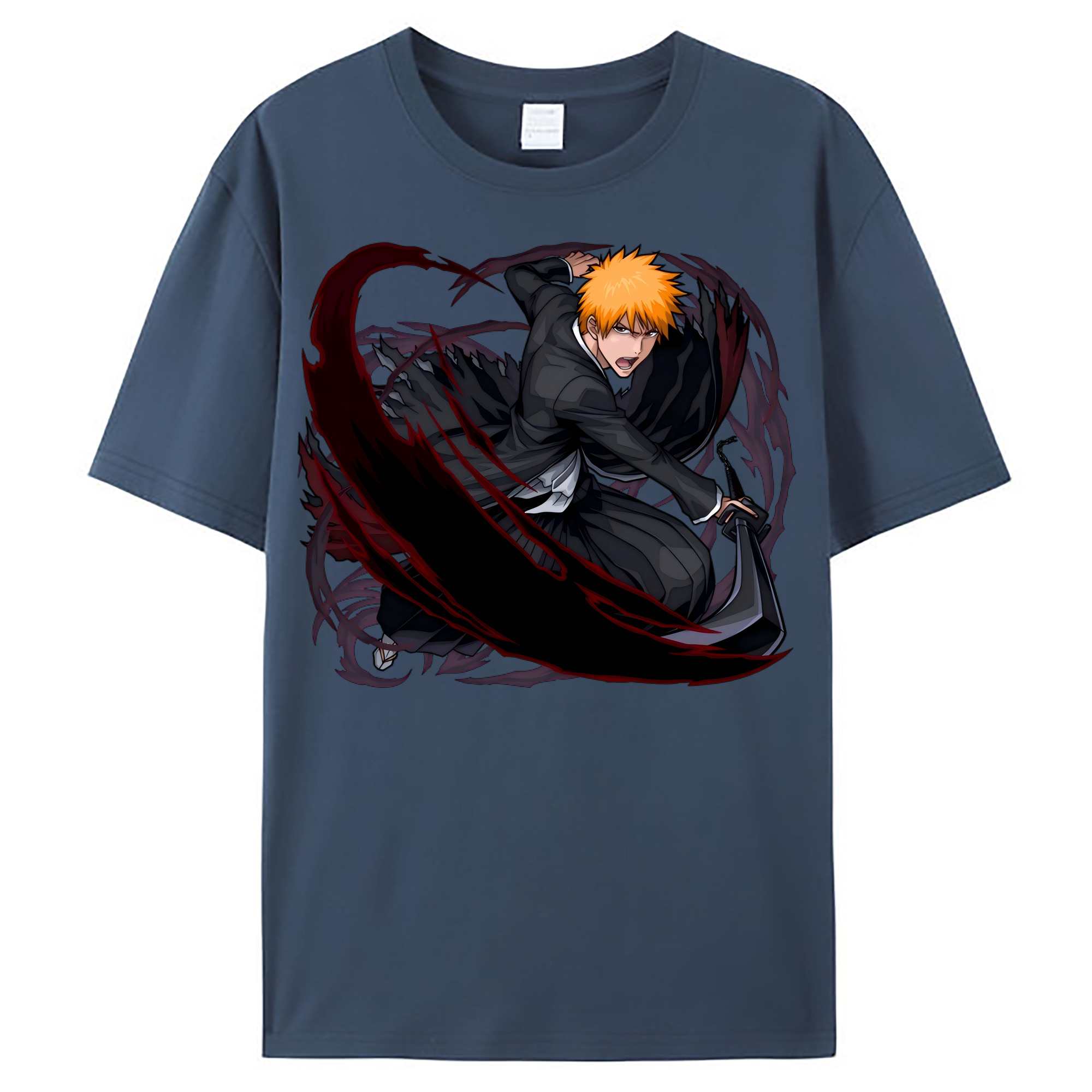 （画像用） ブリーチ 黒崎一護（くろさき いちご）BLEACH Kurosaki Ichigo レディースカジュアルプリントTシャツ（綿100％）