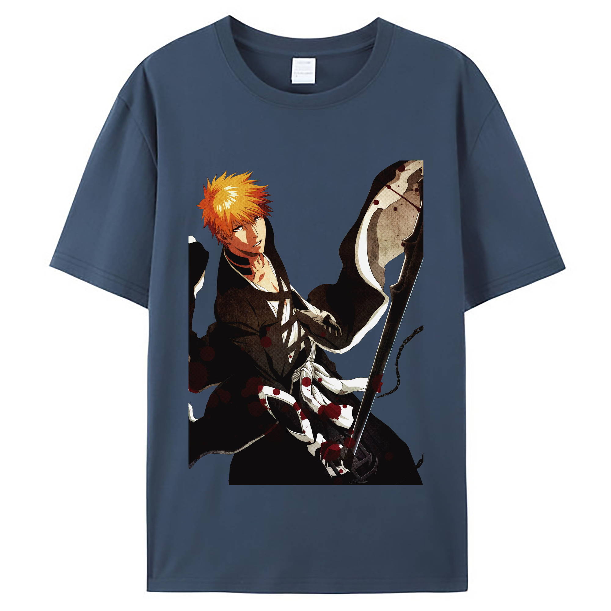 （画像用） ブリーチ 黒崎一護（くろさき いちご）BLEACH Kurosaki Ichigo レディースカジュアルプリントTシャツ（綿100％）