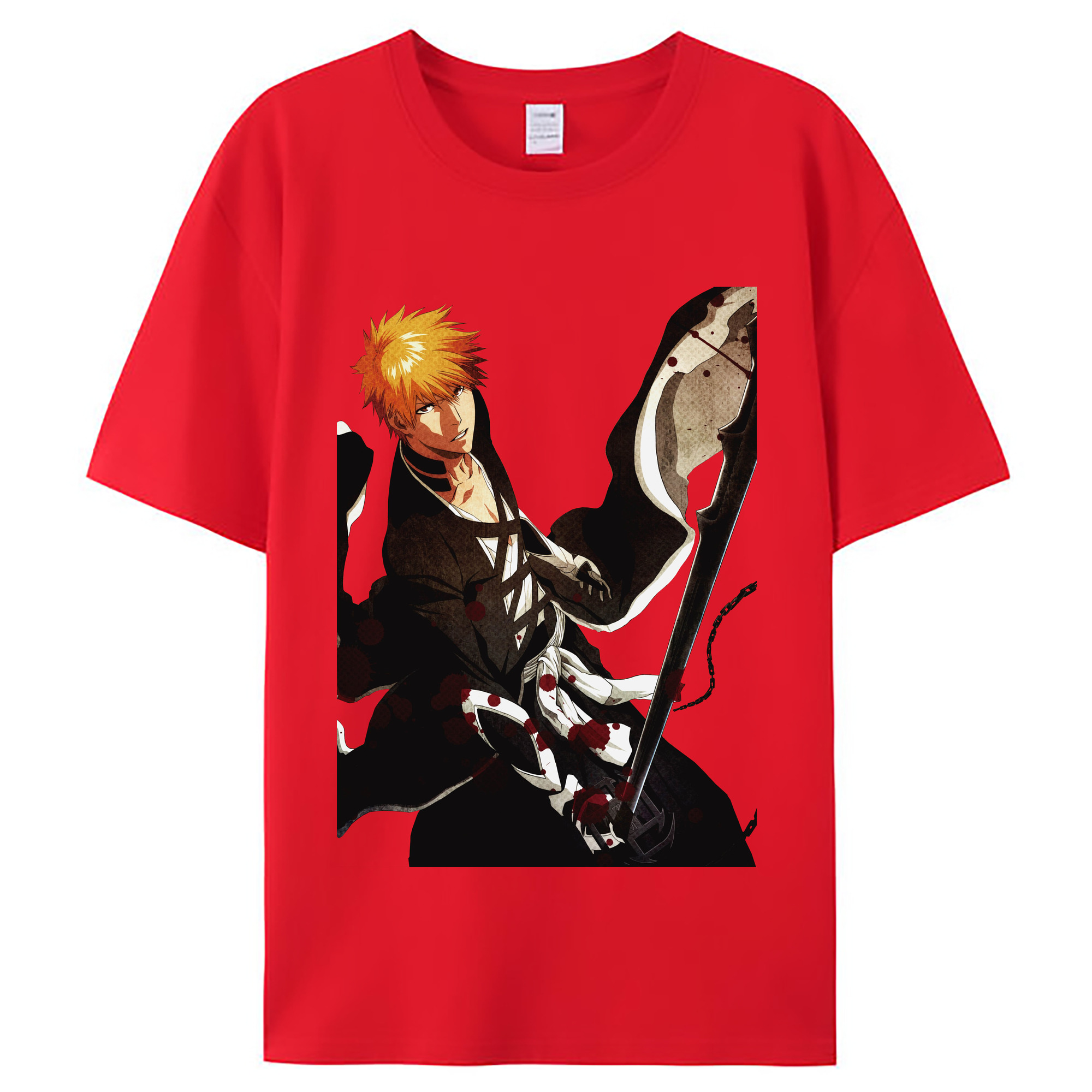 （画像用） ブリーチ 黒崎一護（くろさき いちご）BLEACH Kurosaki Ichigo レディースカジュアルプリントTシャツ（綿100％）