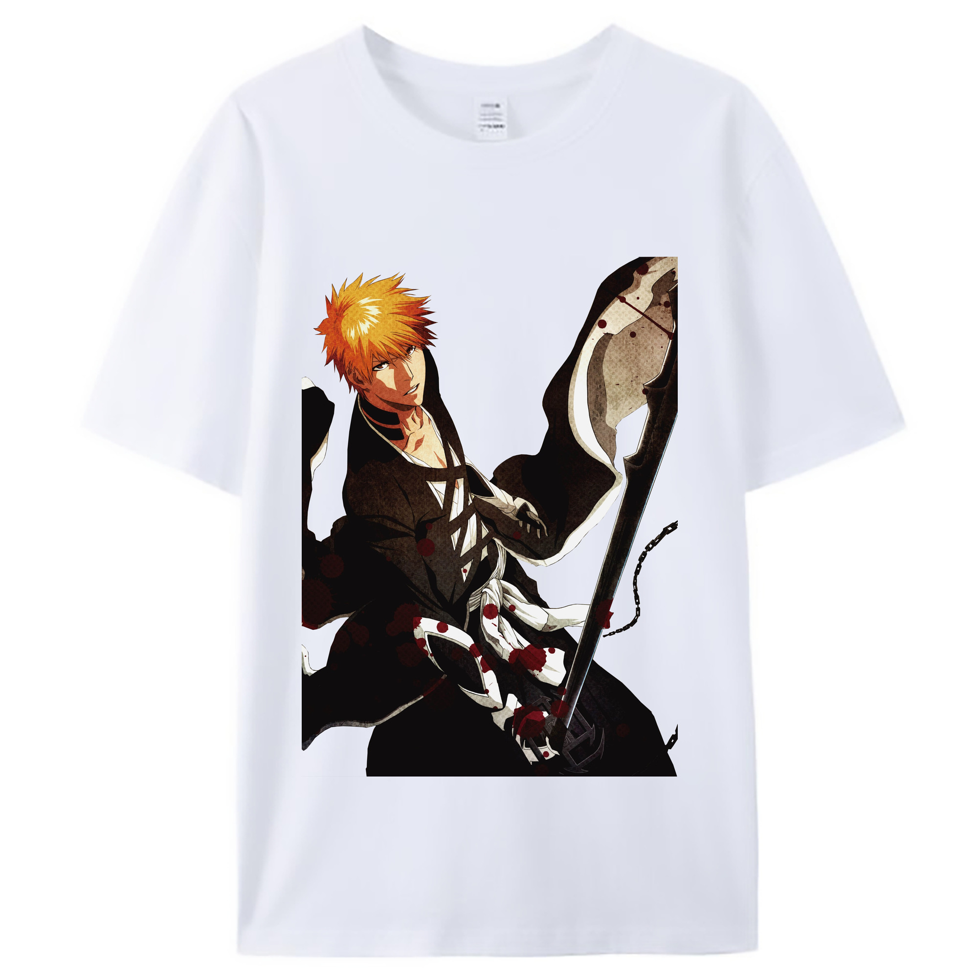 （画像用） ブリーチ 黒崎一護（くろさき いちご）BLEACH Kurosaki Ichigo レディースカジュアルプリントTシャツ（綿100％）