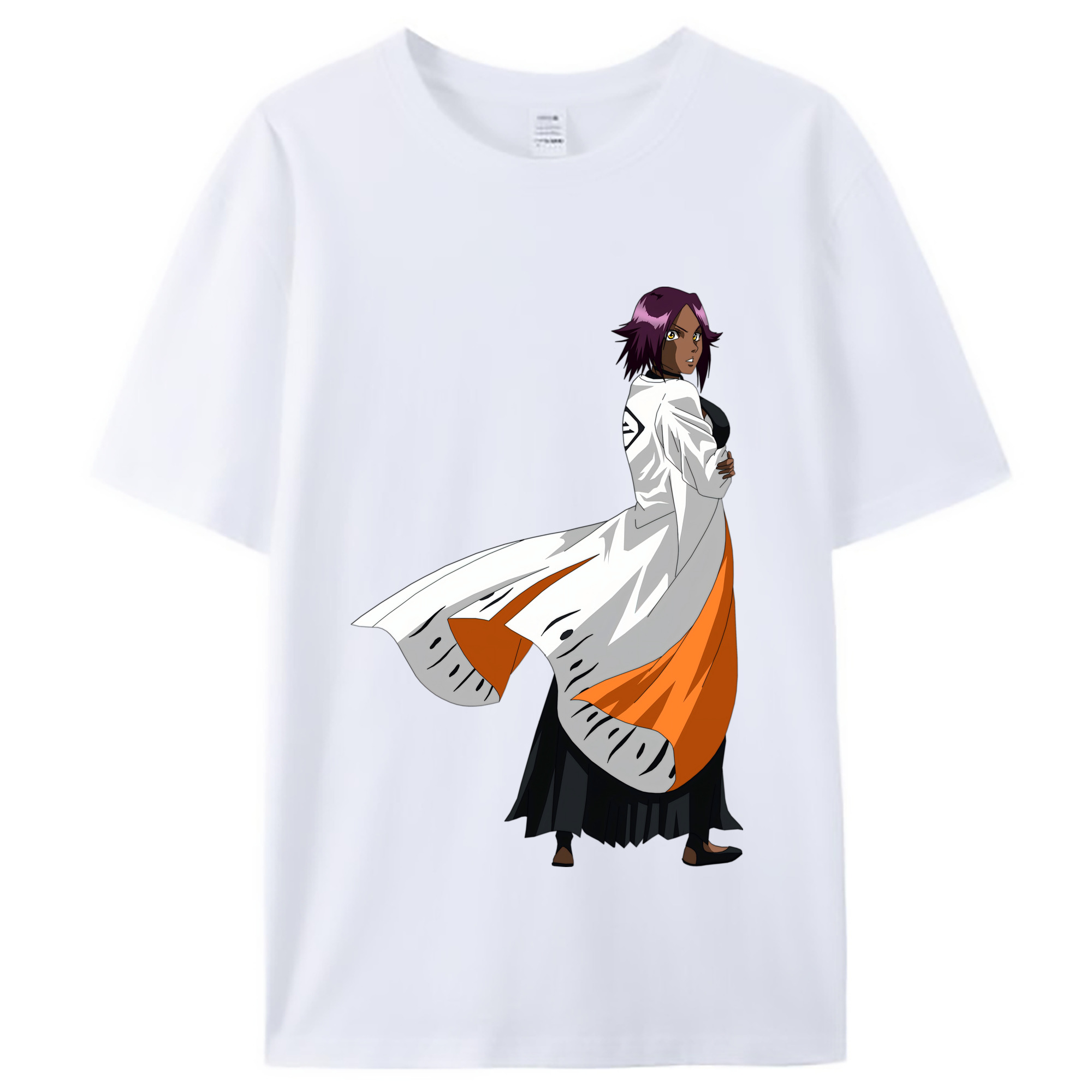 （画像用） ブリーチ 四楓院 夜一（しほういん よるいち） BLEACH Shihouin Yoruichi レディースカジュアルプリントTシャツ（綿100％）